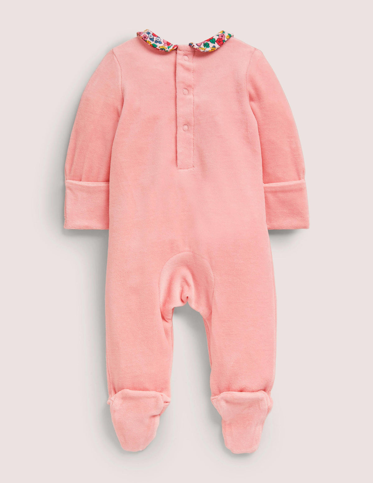 Velour Collared Sleepsuit-Boto Pink/Multi Posy - Image 2