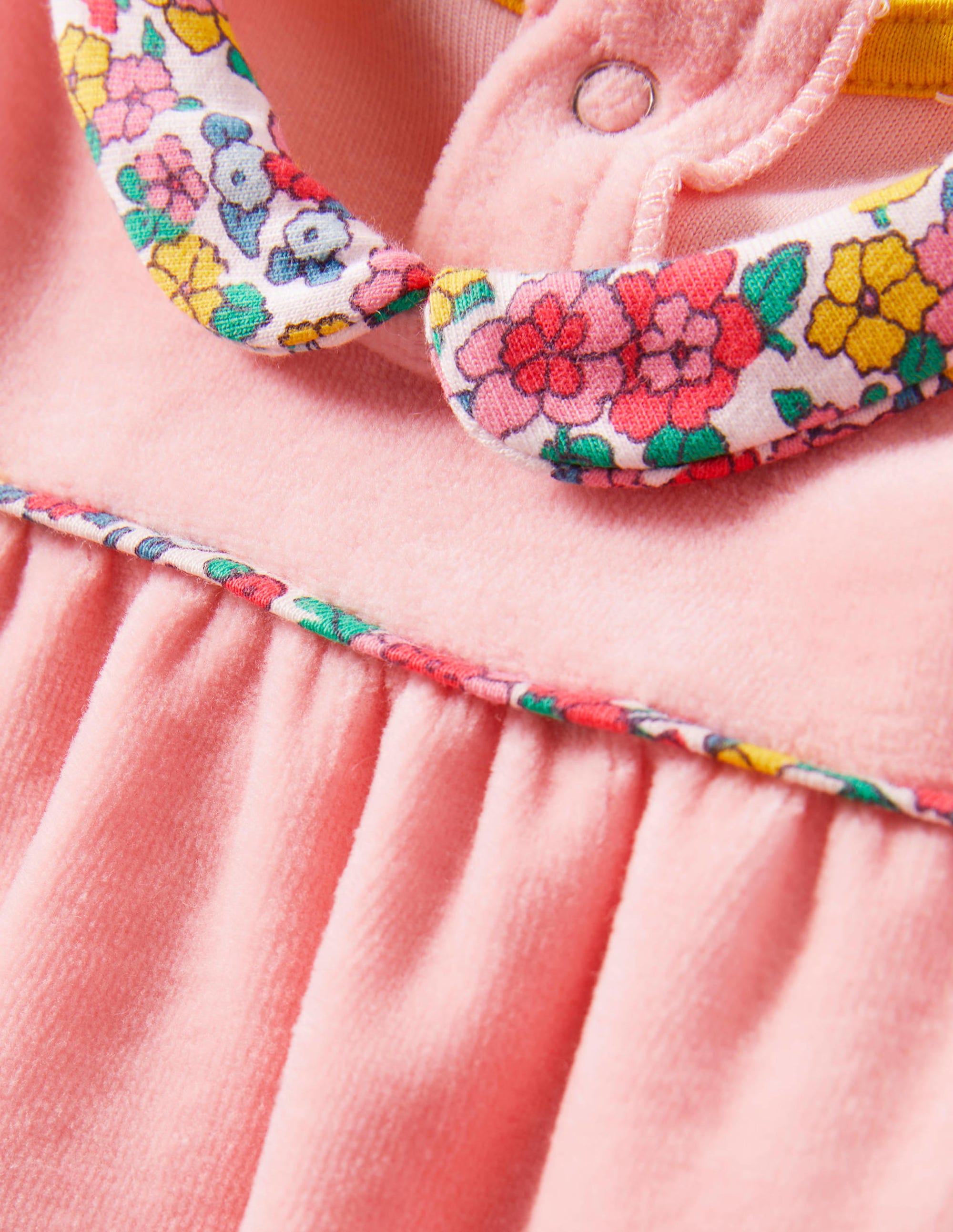 Velour Collared Sleepsuit-Boto Pink/Multi Posy - Image 3