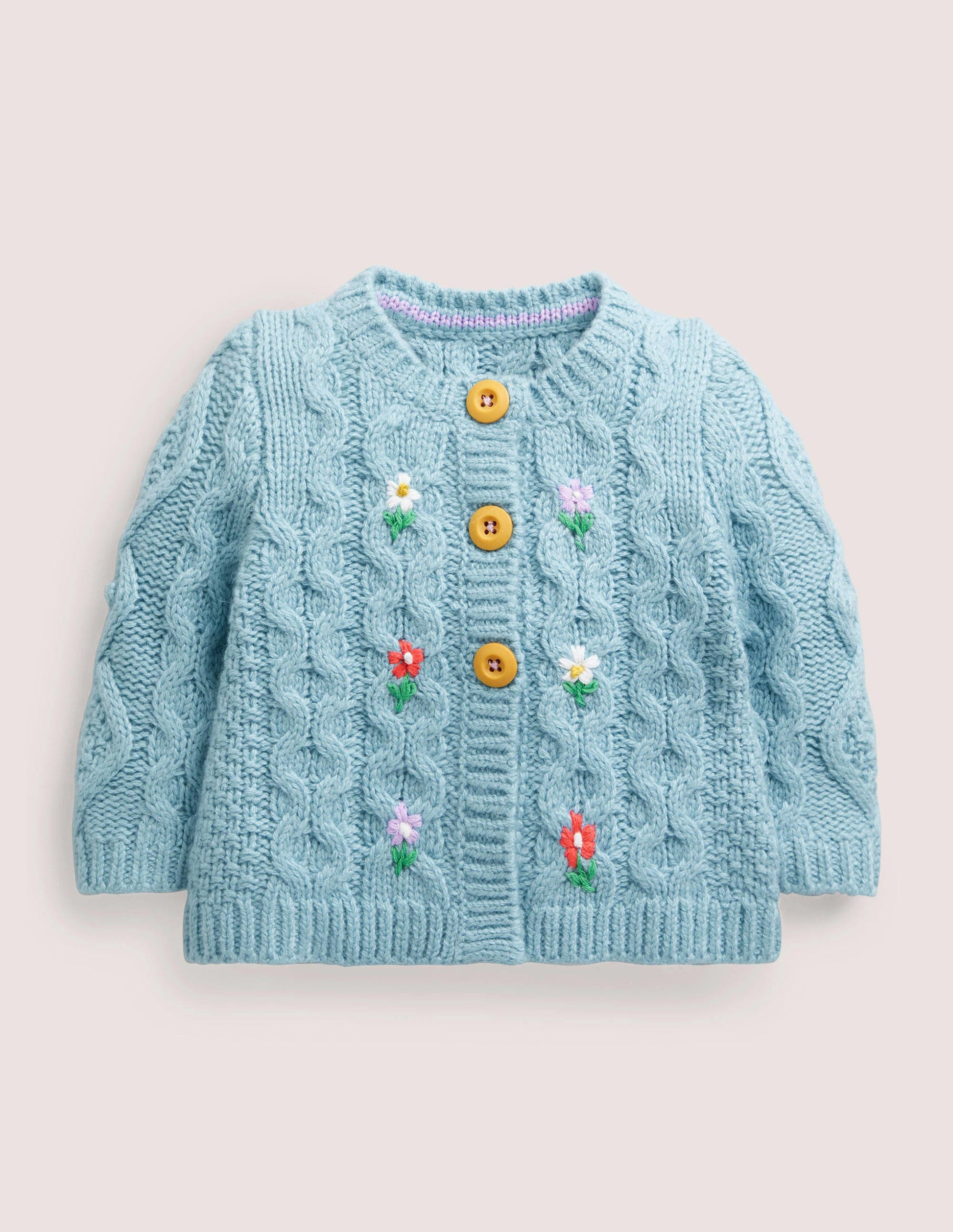 Cable Cardigan-Aqua Blue Floral-1