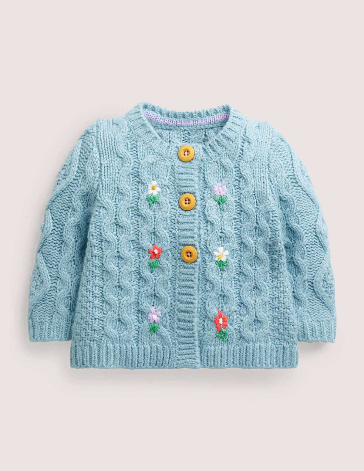 Cable Cardigan-Aqua Blue Floral - Image 1