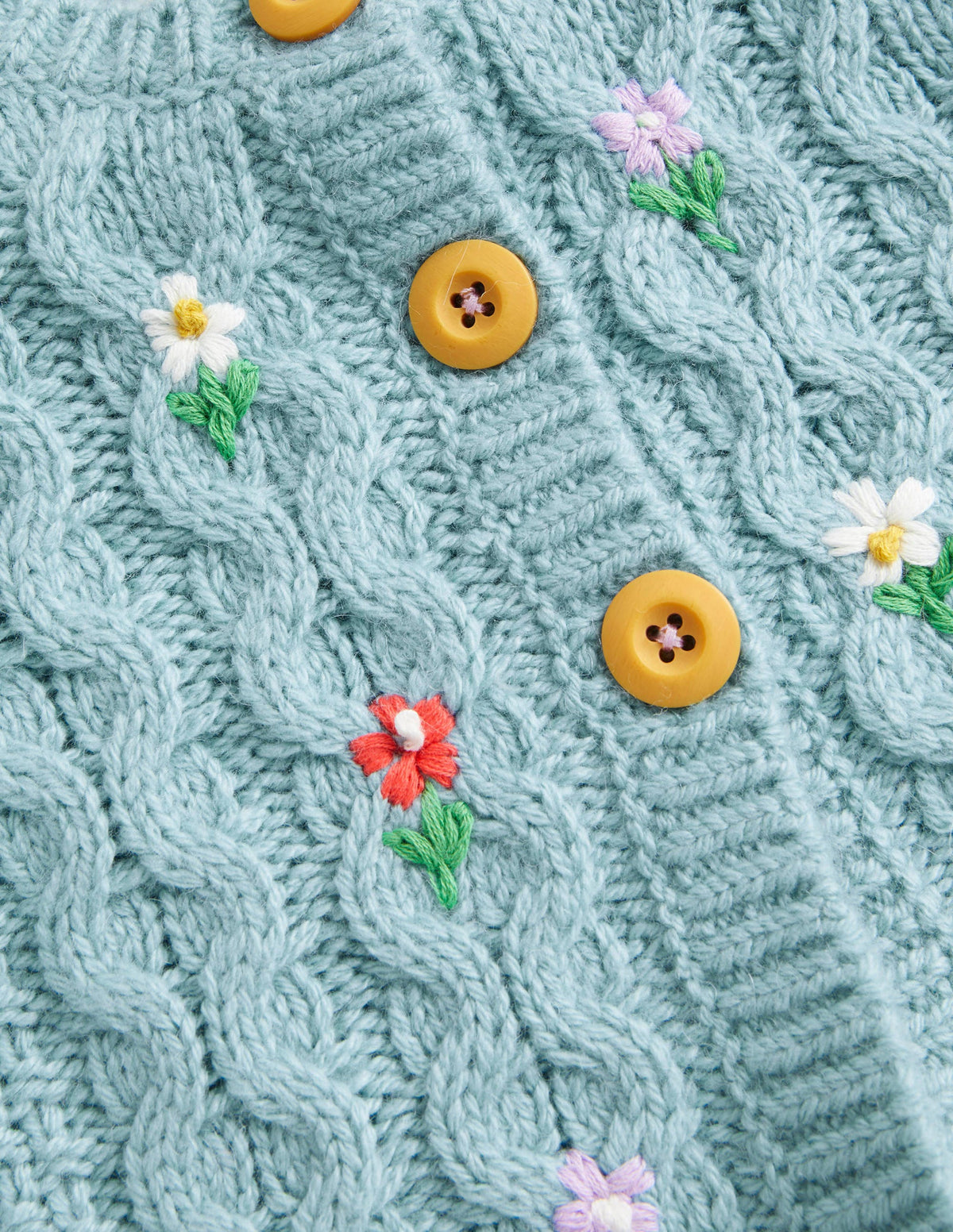Cable Cardigan-Aqua Blue Floral - Image 3