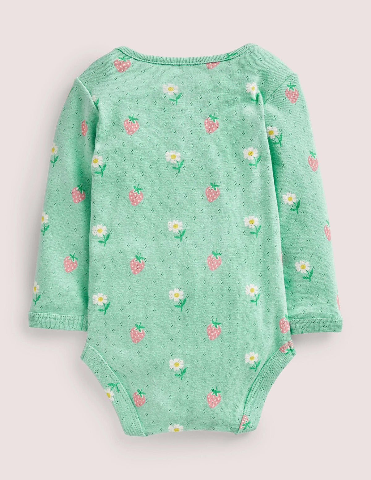 Baby Pointelle Body-Green Daisies/Strawberries - Image 2