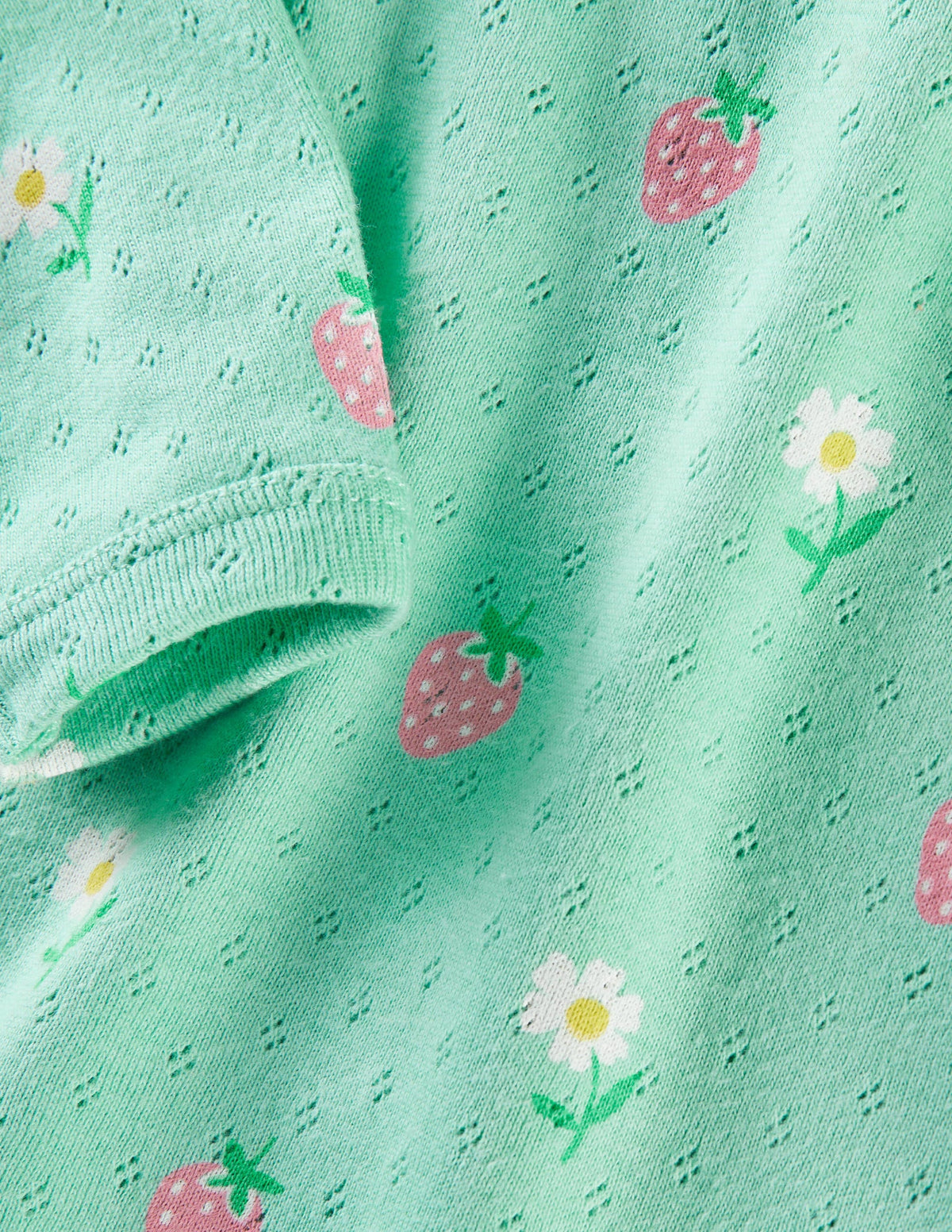 Baby Pointelle Body-Green Daisies/Strawberries - Image 3