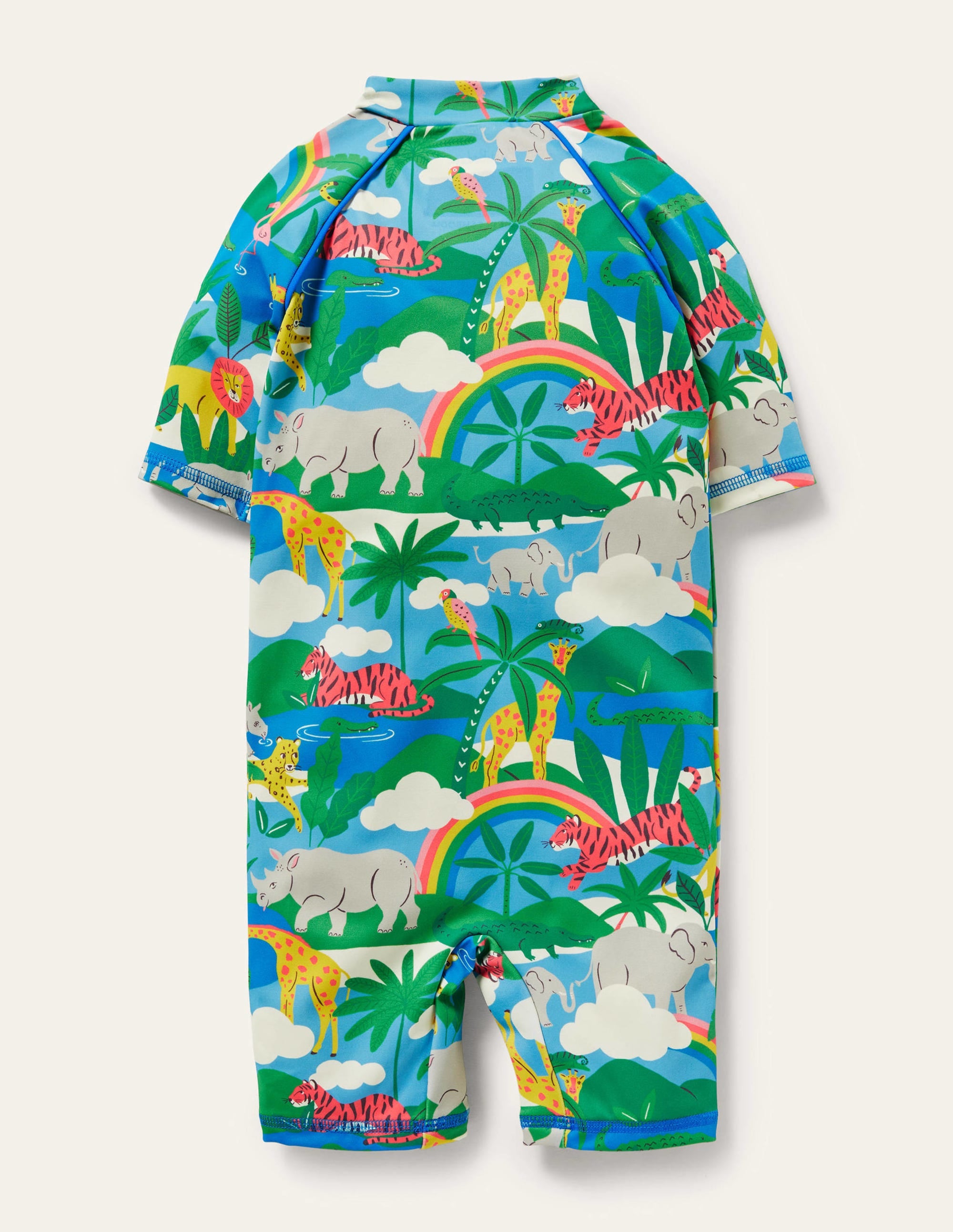 Printed Sun-safe Surf Suit-Ivory Surfboard Rainbow Jungle - Image 2