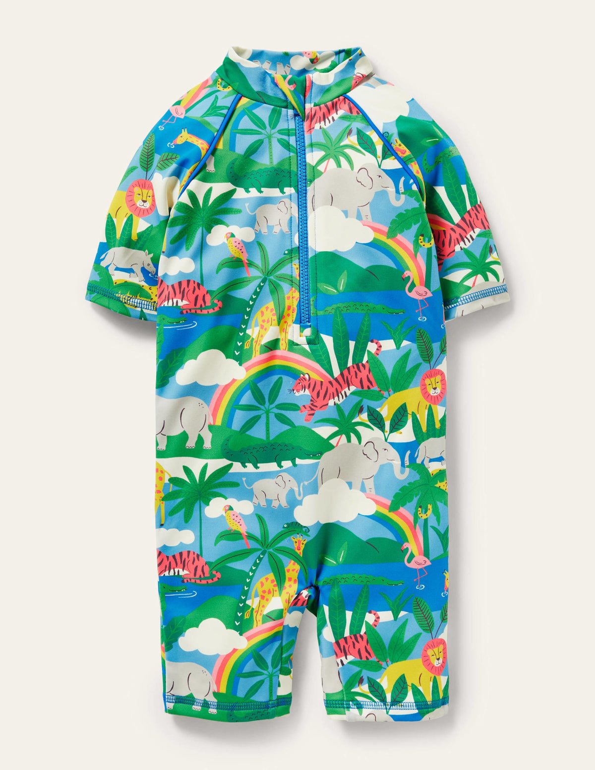 Printed Sun-safe Surf Suit-Ivory Surfboard Rainbow Jungle - Image 1