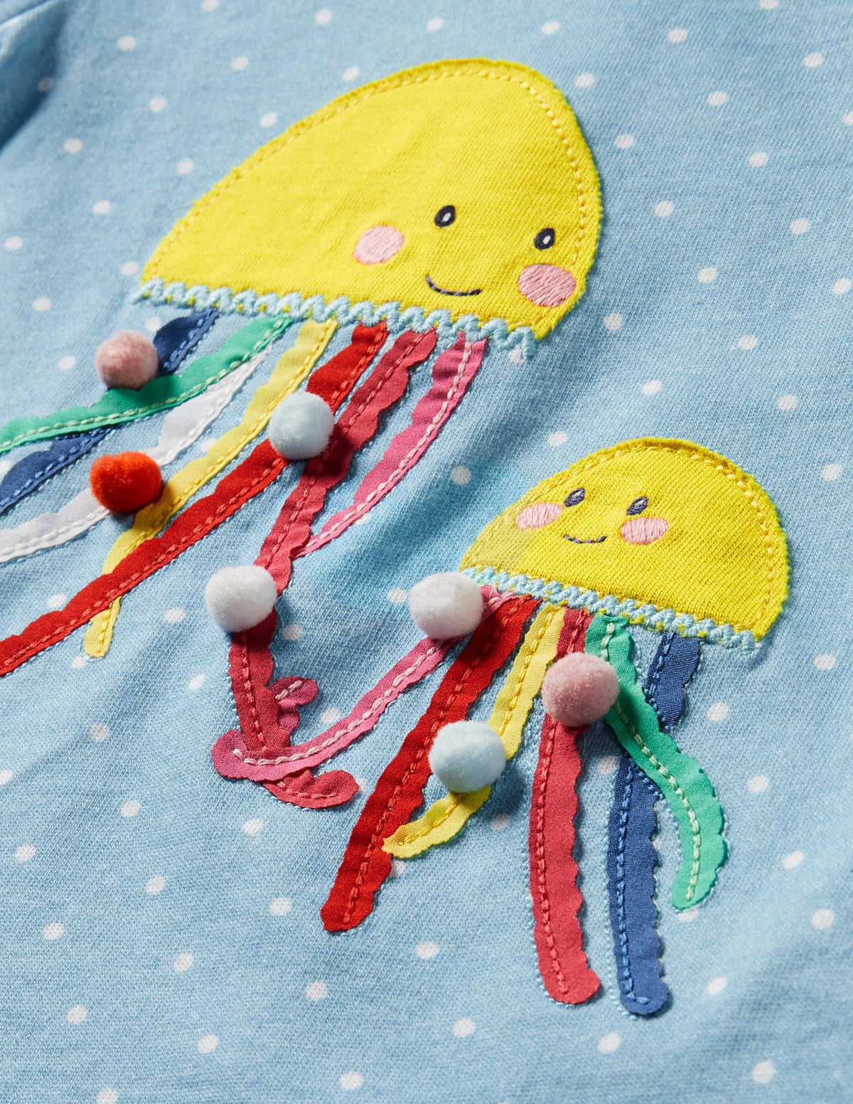 Appliqué Jersey Dress-Ivory/Aqua Jellyfish - Image 3