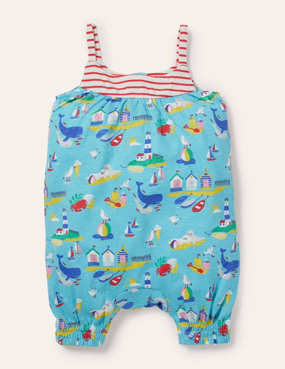 Jersey Strappy Romper-Aqua Coastal Scene - Image 2
