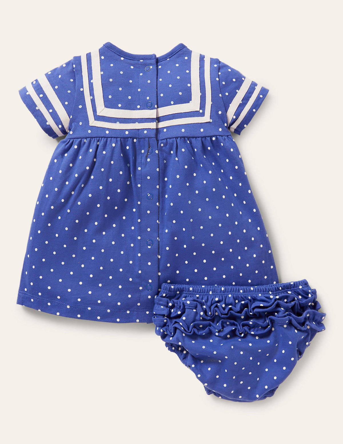 Sailor Dress-Bluebell Blue Pin Spot Boats - Image 2