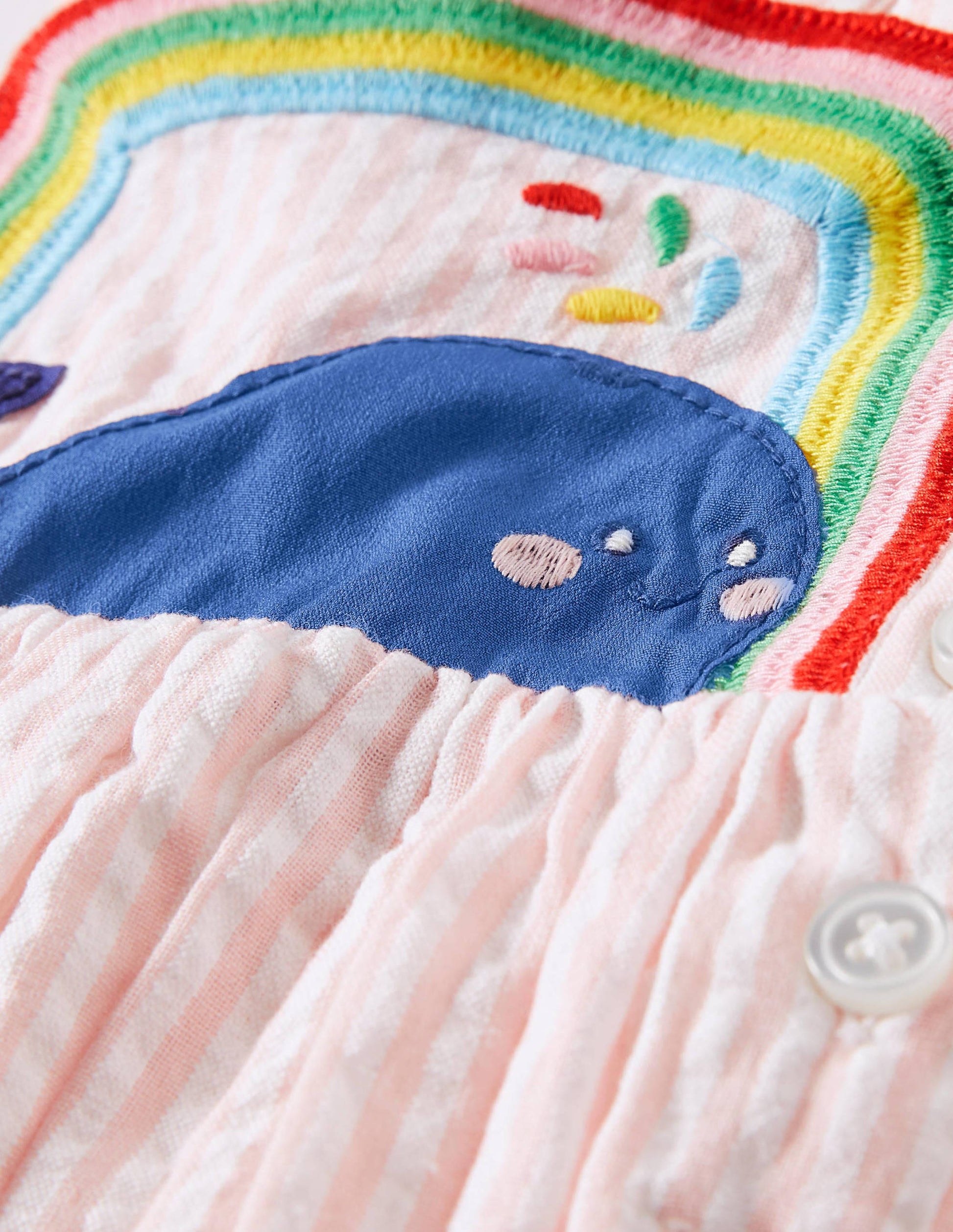 Appliqué Whale Woven Romper-Ivory/Pink Ticking Whale-3