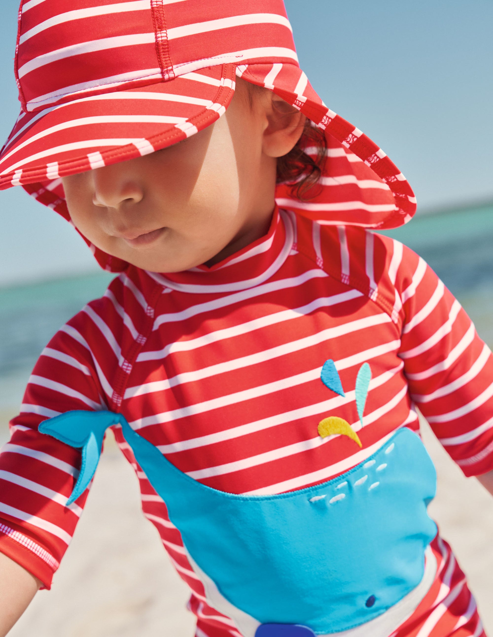 Sun-safe Swim Hat-Fire Red/Ivory - Image 4