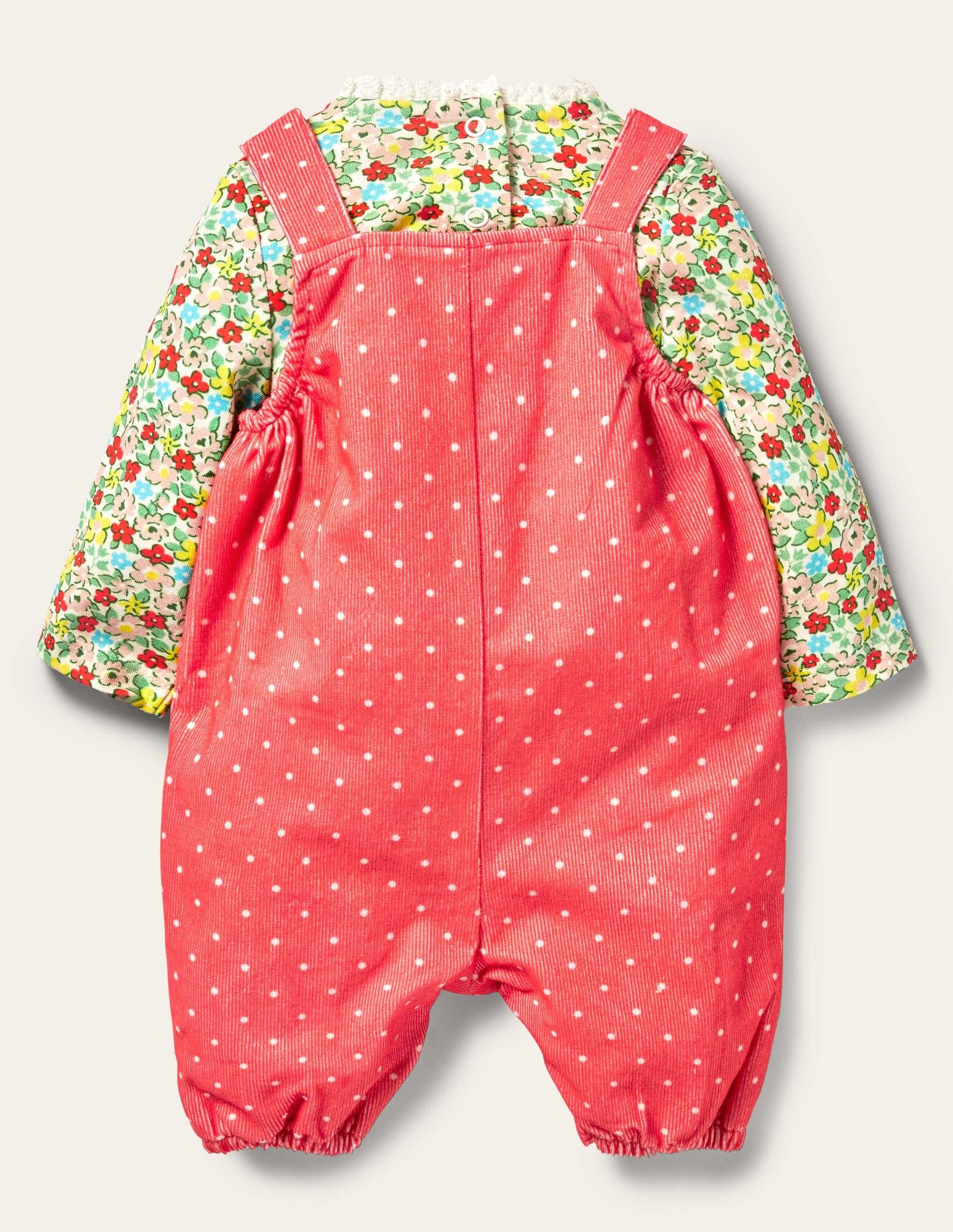 Cord Overalls Set-Strawberry Tart Pin Spot Heart - Image 2