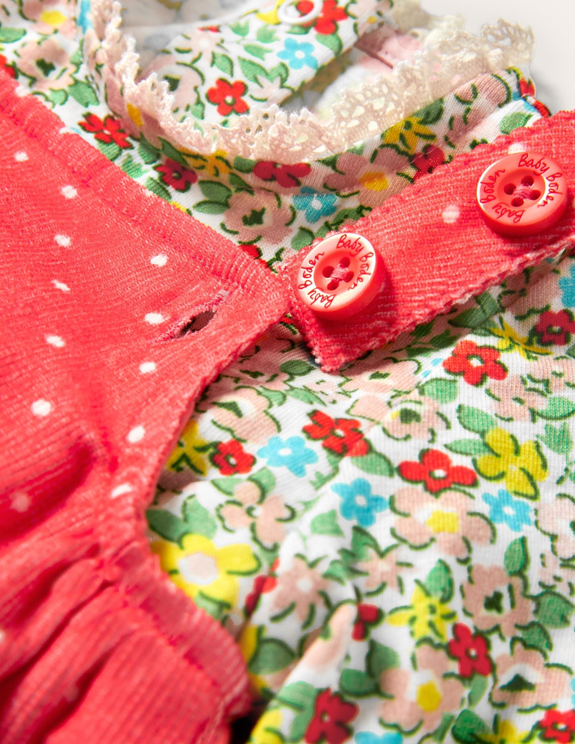 Cord Overalls Set-Strawberry Tart Pin Spot Heart-3