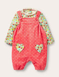 Cord Overalls Set-Strawberry Tart Pin Spot Heart