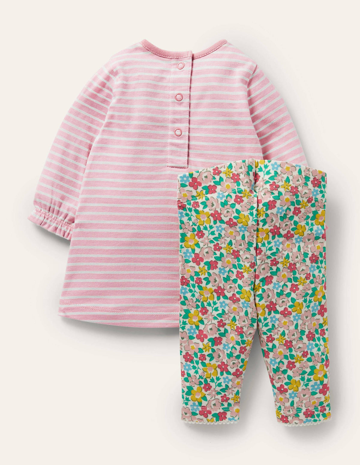 Jersey Dress and Legging Set-Boto Pink Spring Floral Horses-2