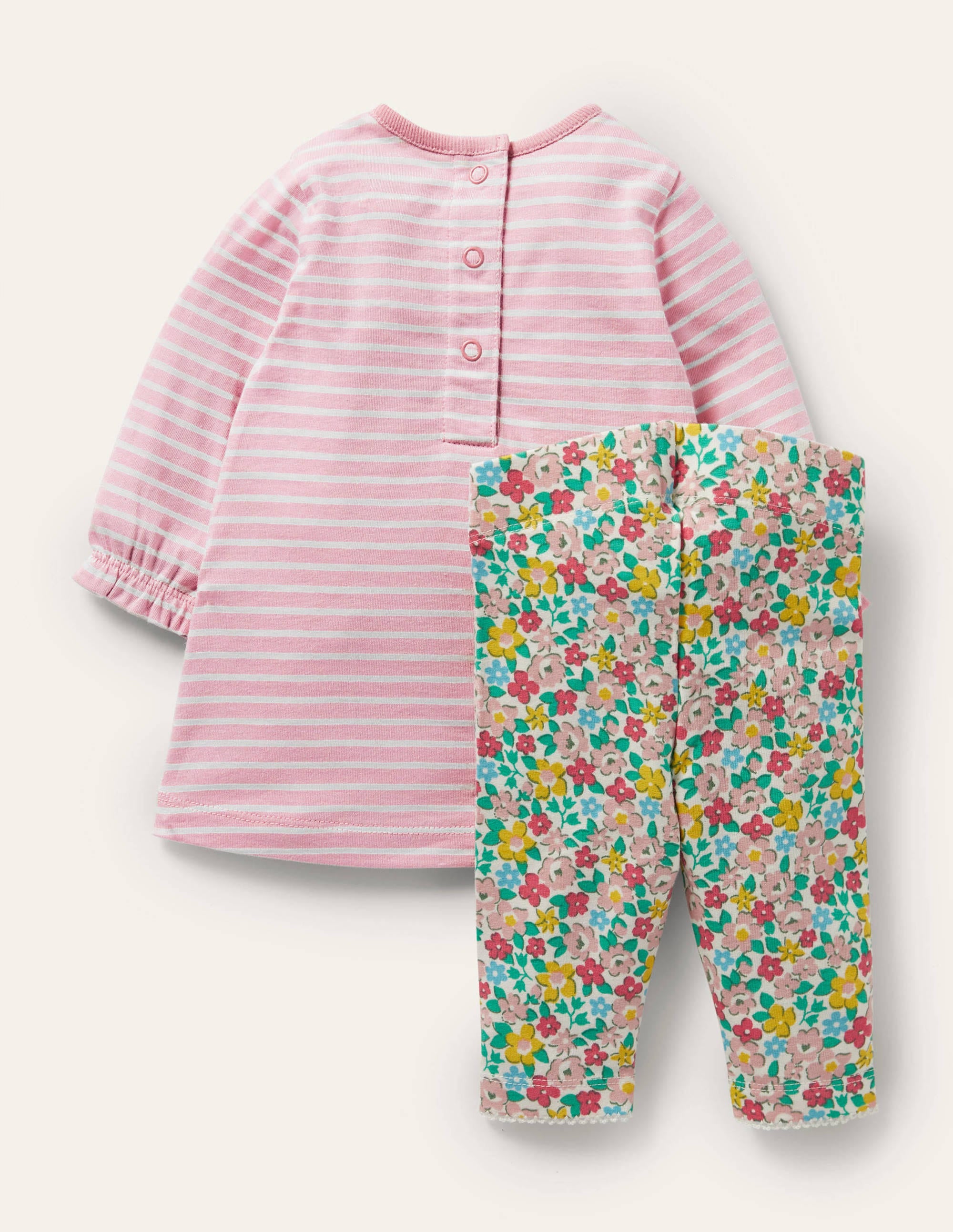 Jersey Dress and Legging Set-Boto Pink Spring Floral Horses - Image 2