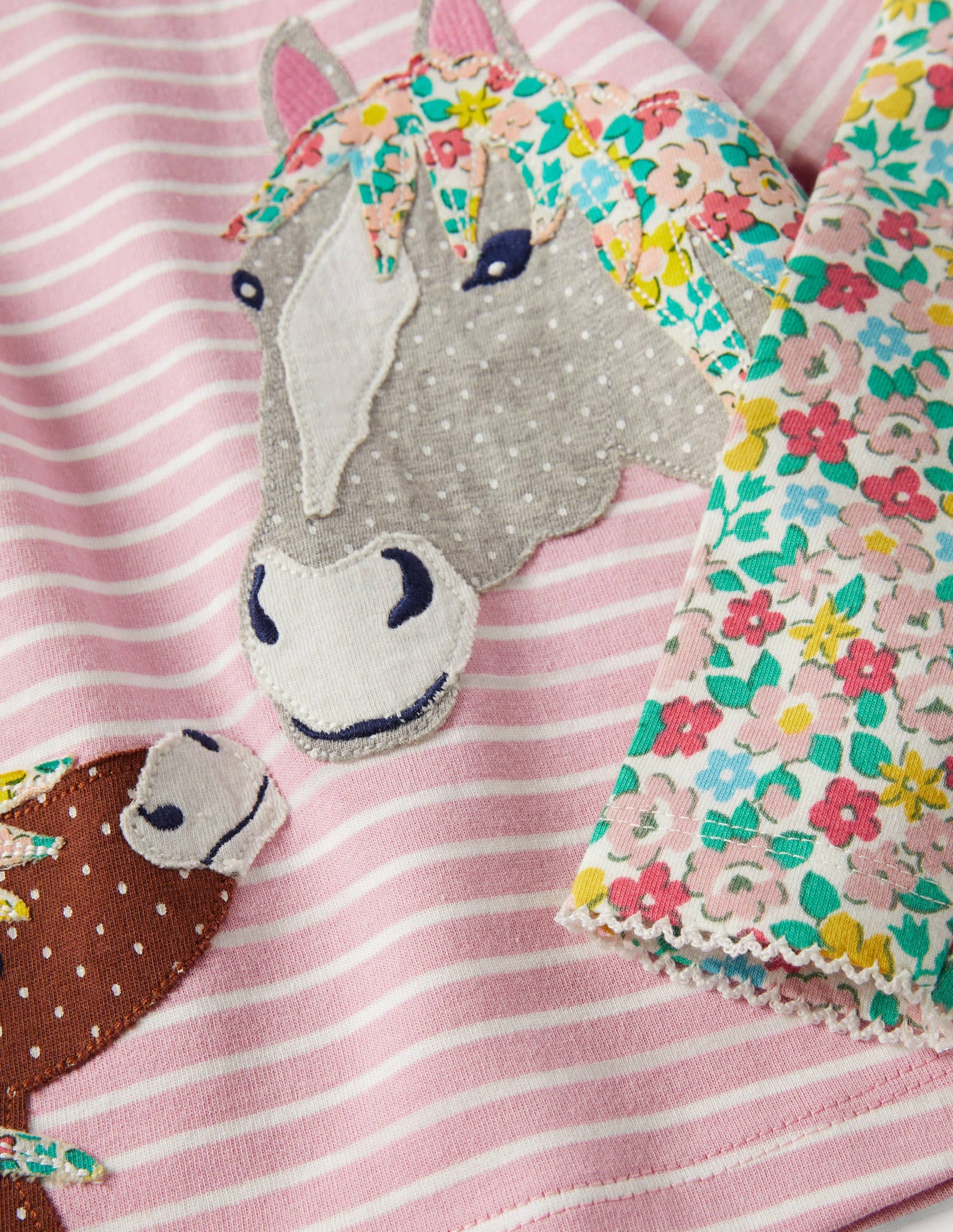 Jersey Dress and Legging Set-Boto Pink Spring Floral Horses-3