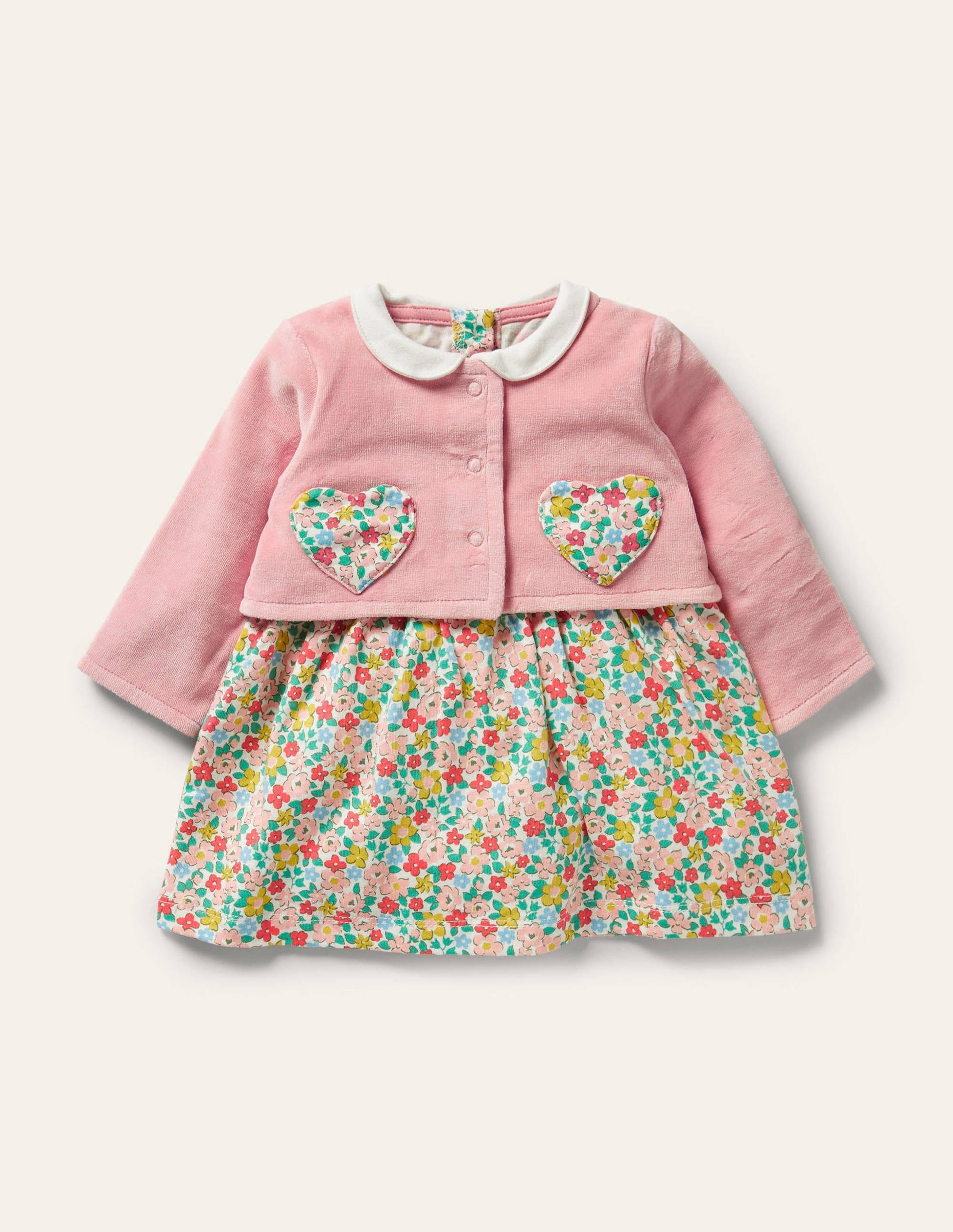 Jersey Dress and Jacket Set-Boto Pink Spring Floral-1
