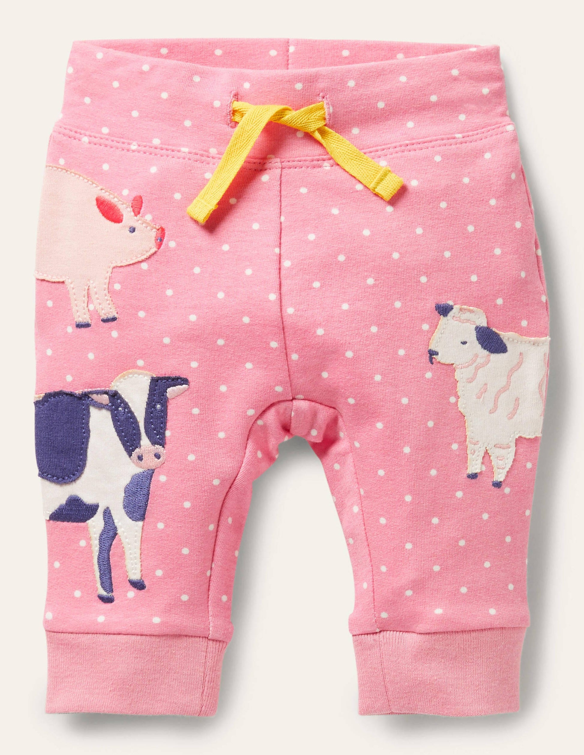 Appliqué Jersey Pants-Bright Petal Pin Spot Animals-1