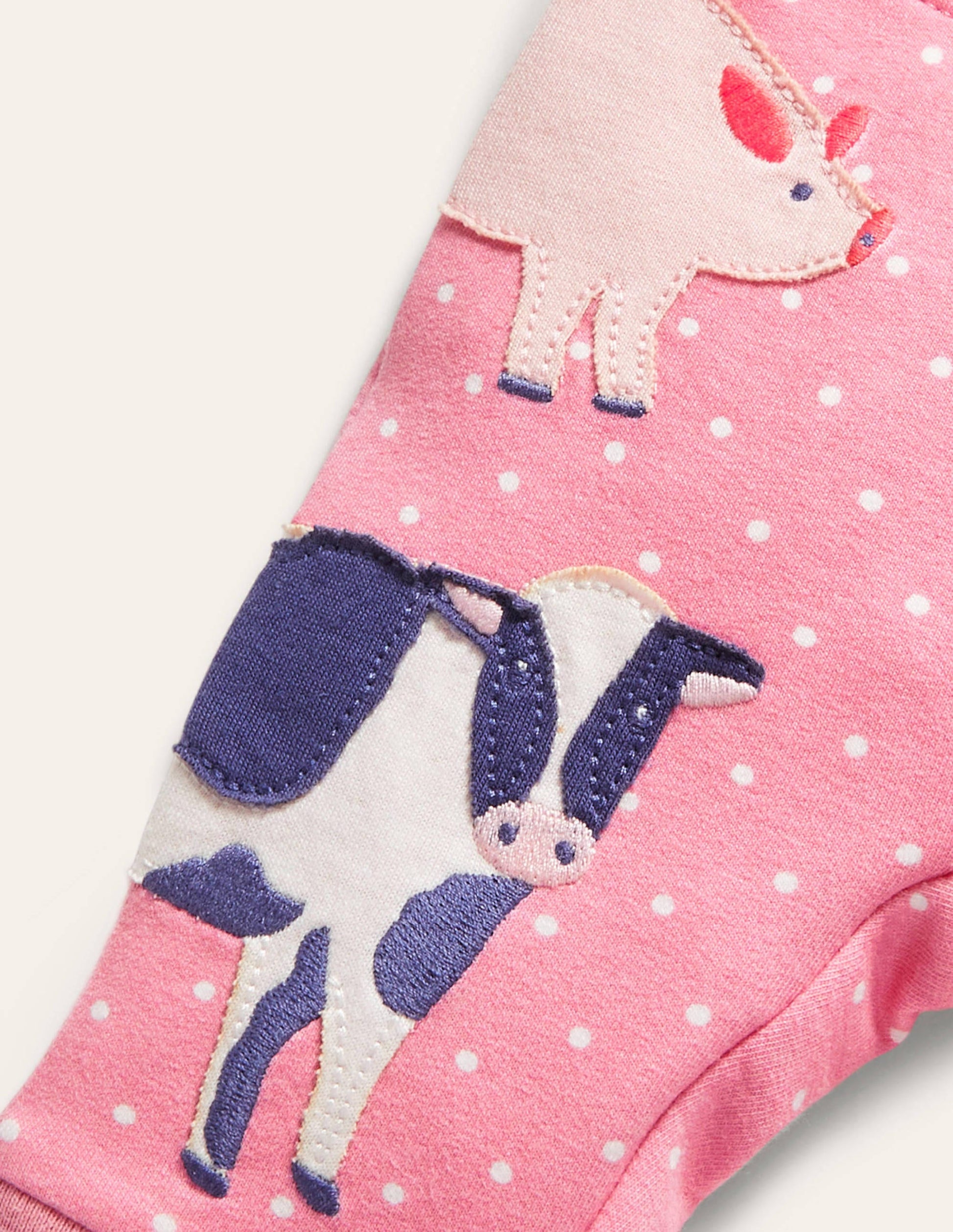 Appliqué Jersey Pants-Bright Petal Pin Spot Animals-3
