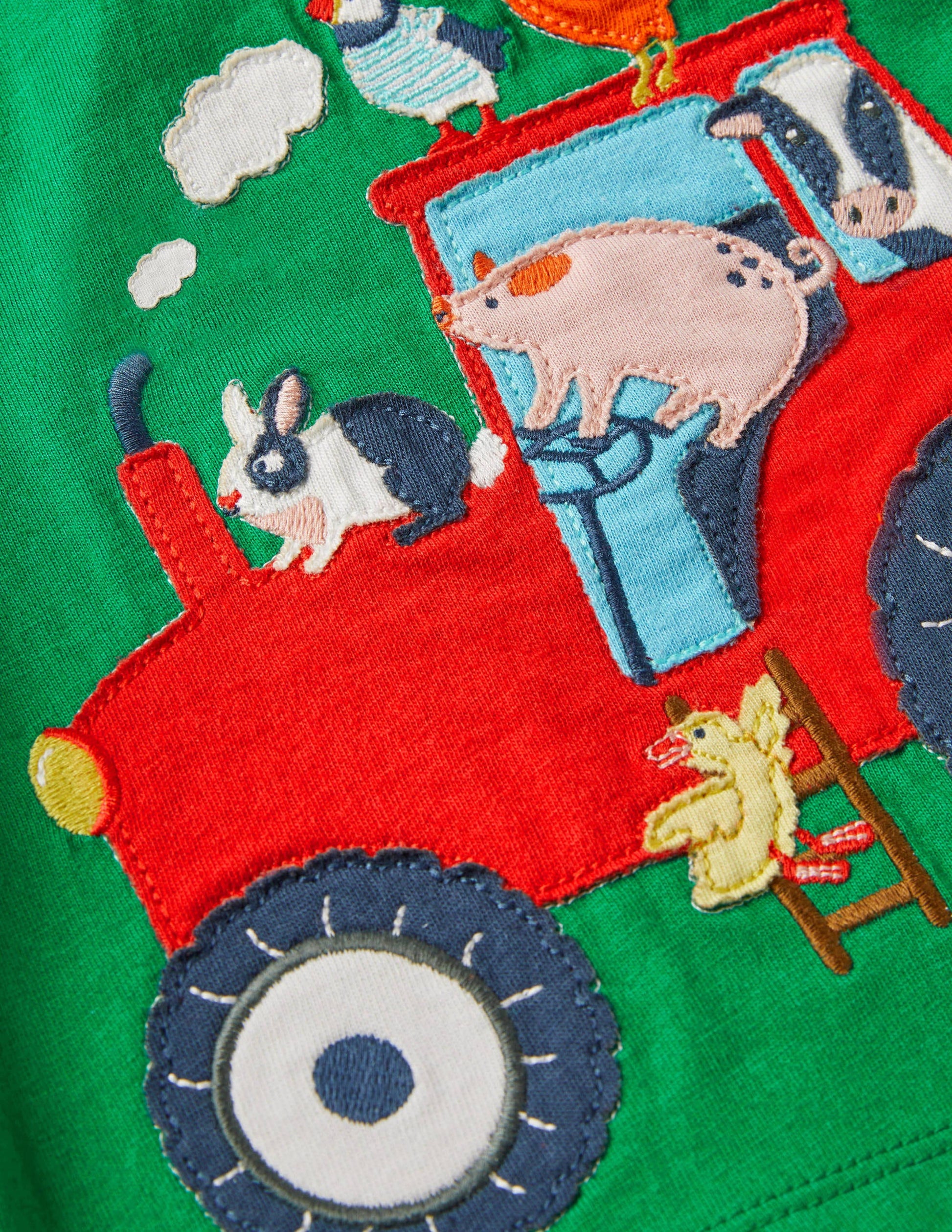 Big Appliqué T-shirt-Green Pepper Tractor-3
