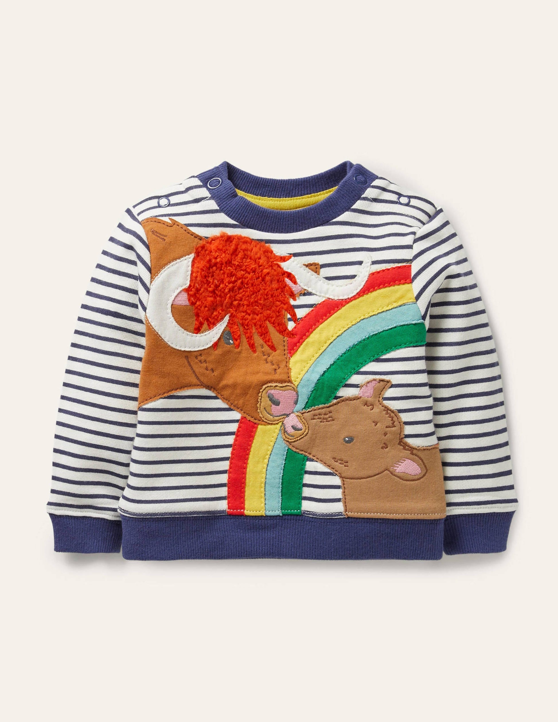 Appliqué Sweatshirt-Ivory/Starboard Blue Cows-1