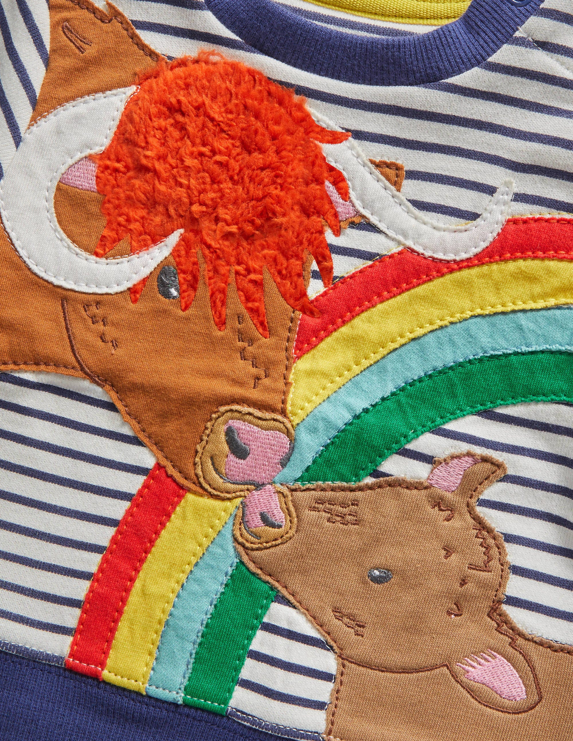 Appliqué Sweatshirt-Ivory/Starboard Blue Cows - Image 3