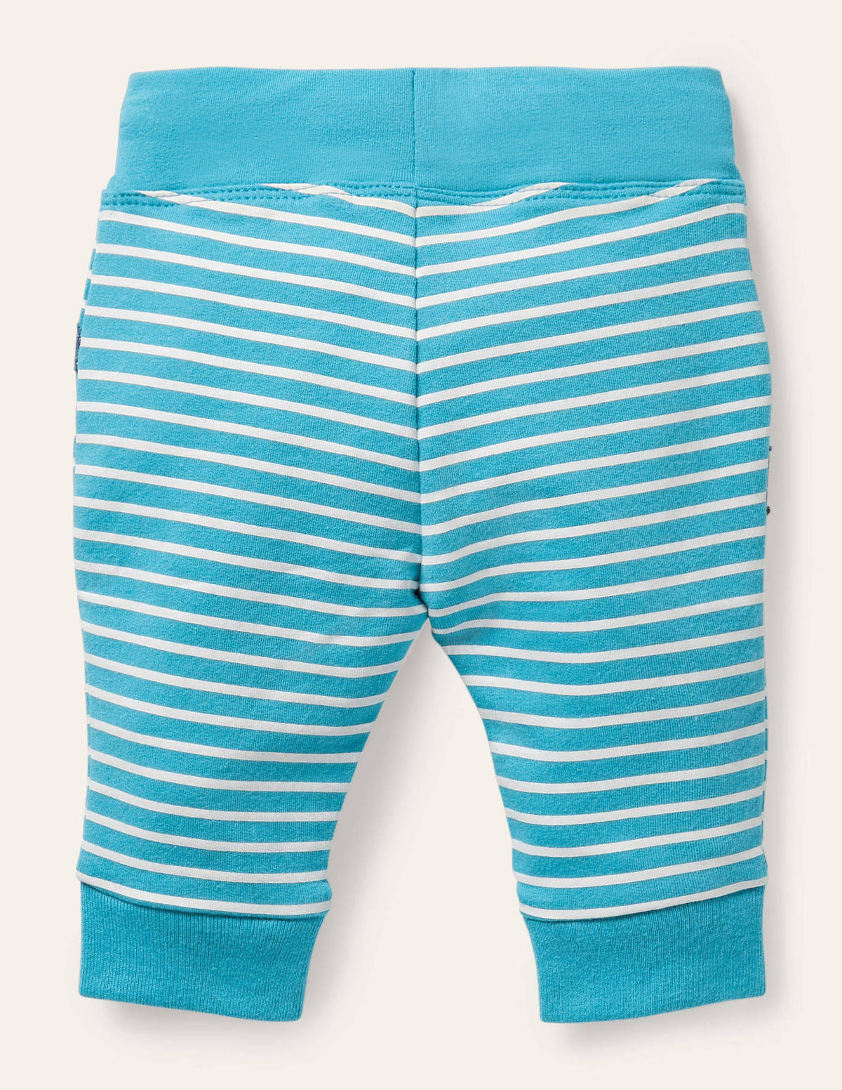 Appliqué Jersey Bottoms-Ivory/Aqua Puffins - Image 2