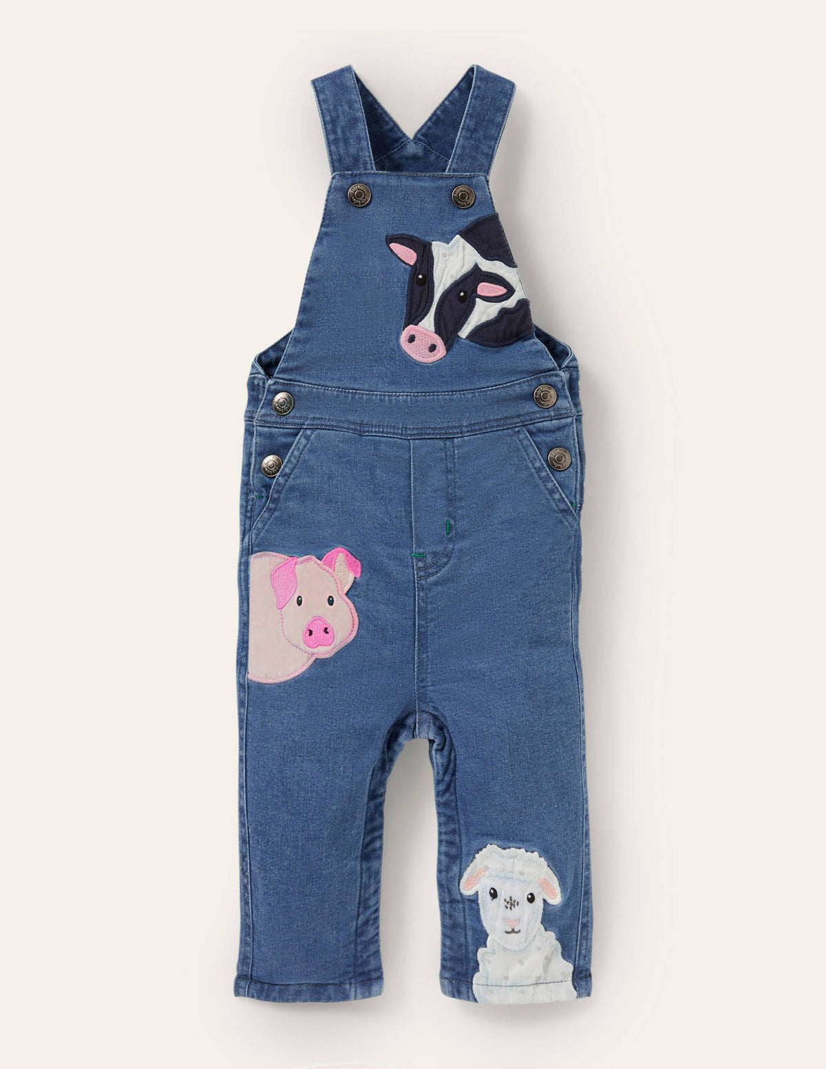 Appliqué Denim Overalls-Chambray Farm Animals - Image 1