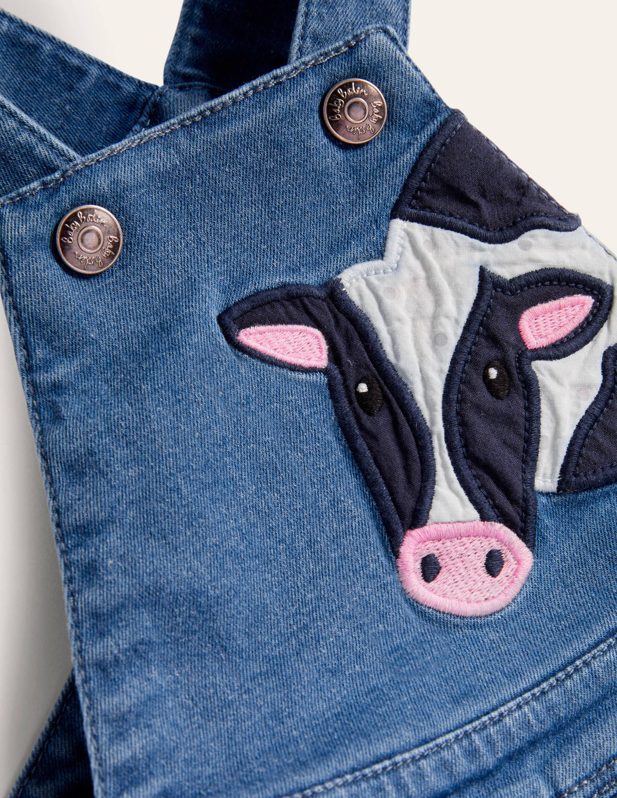 Appliqué Denim Overalls-Chambray Farm Animals-3