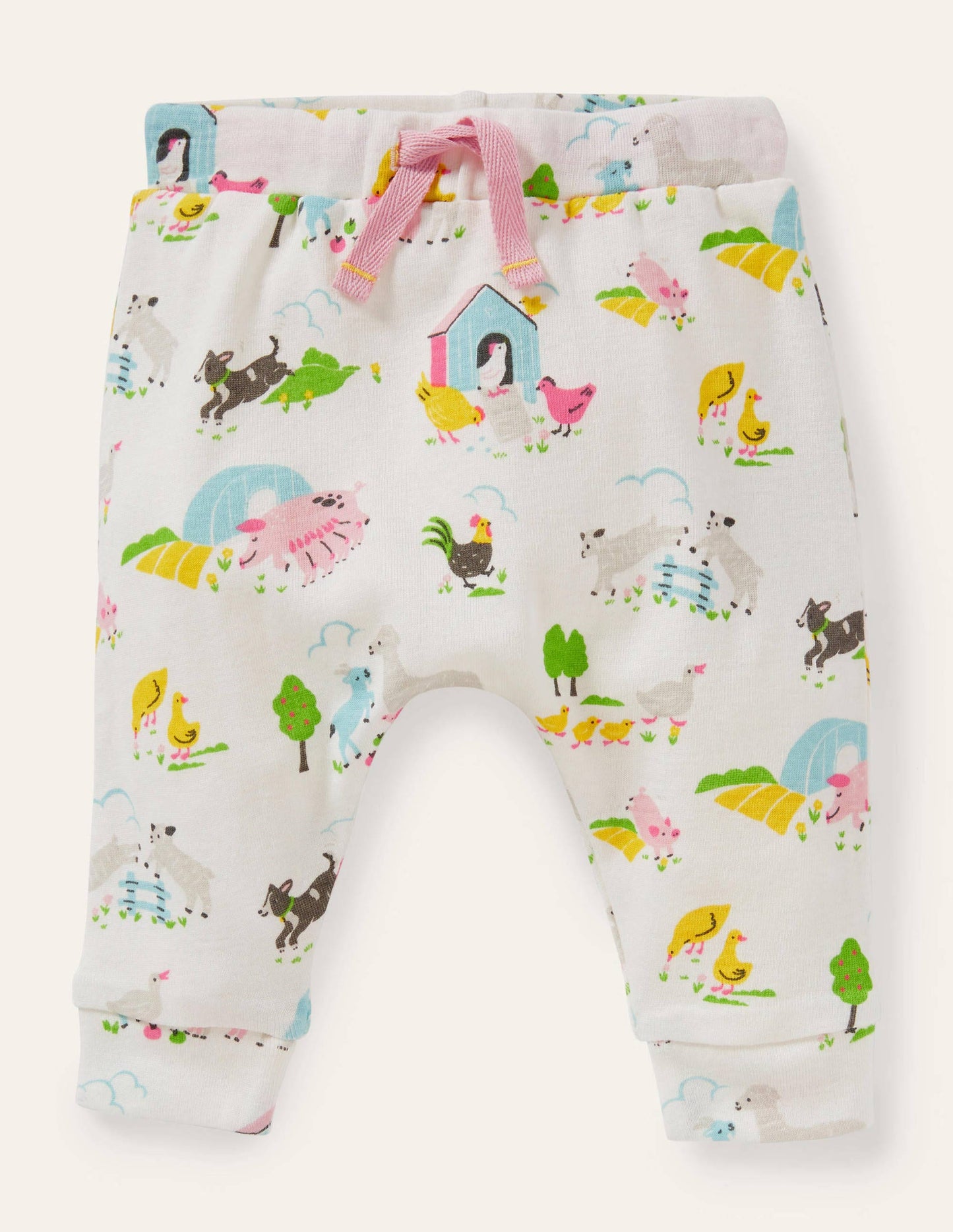 GOTS Organic Newborn Trousers-Multi Farmyard Friends