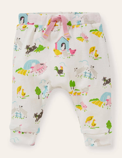 GOTS Organic Newborn Trousers-Multi Farmyard Friends