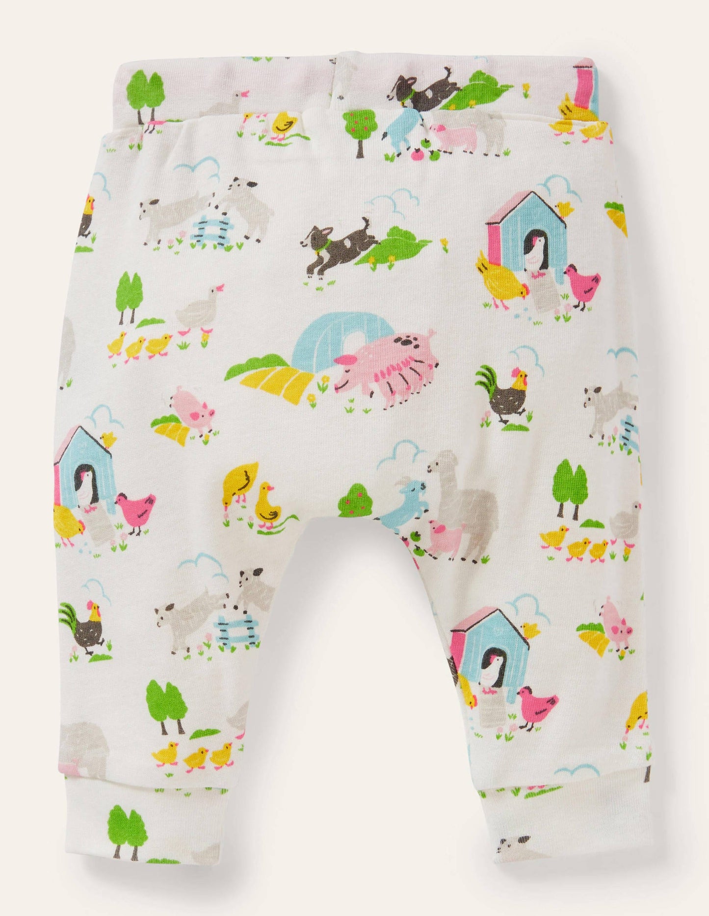 GOTS Organic Newborn Trousers-Multi Farmyard Friends