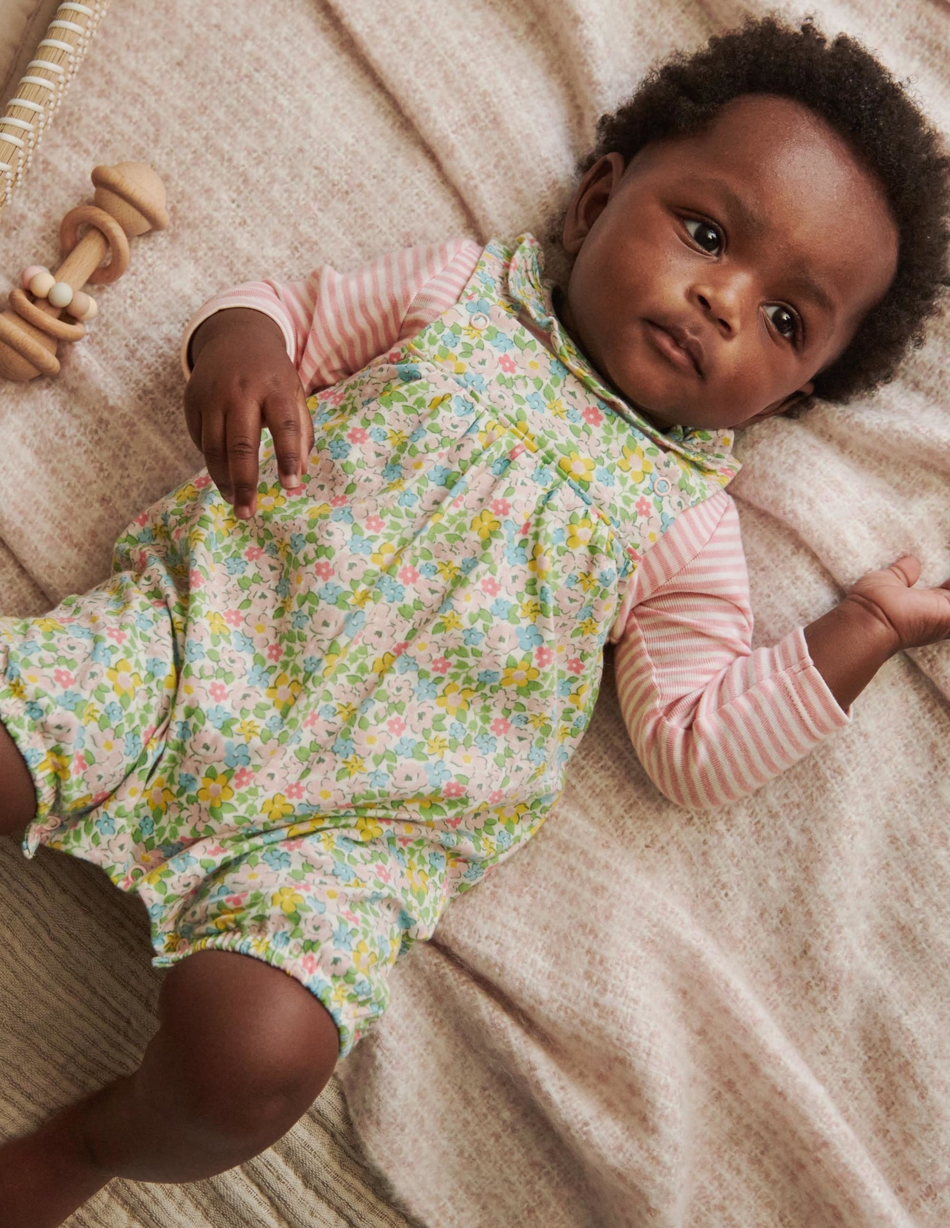 Organic Newborn Overalls Set-Aqua Spring Floral-5