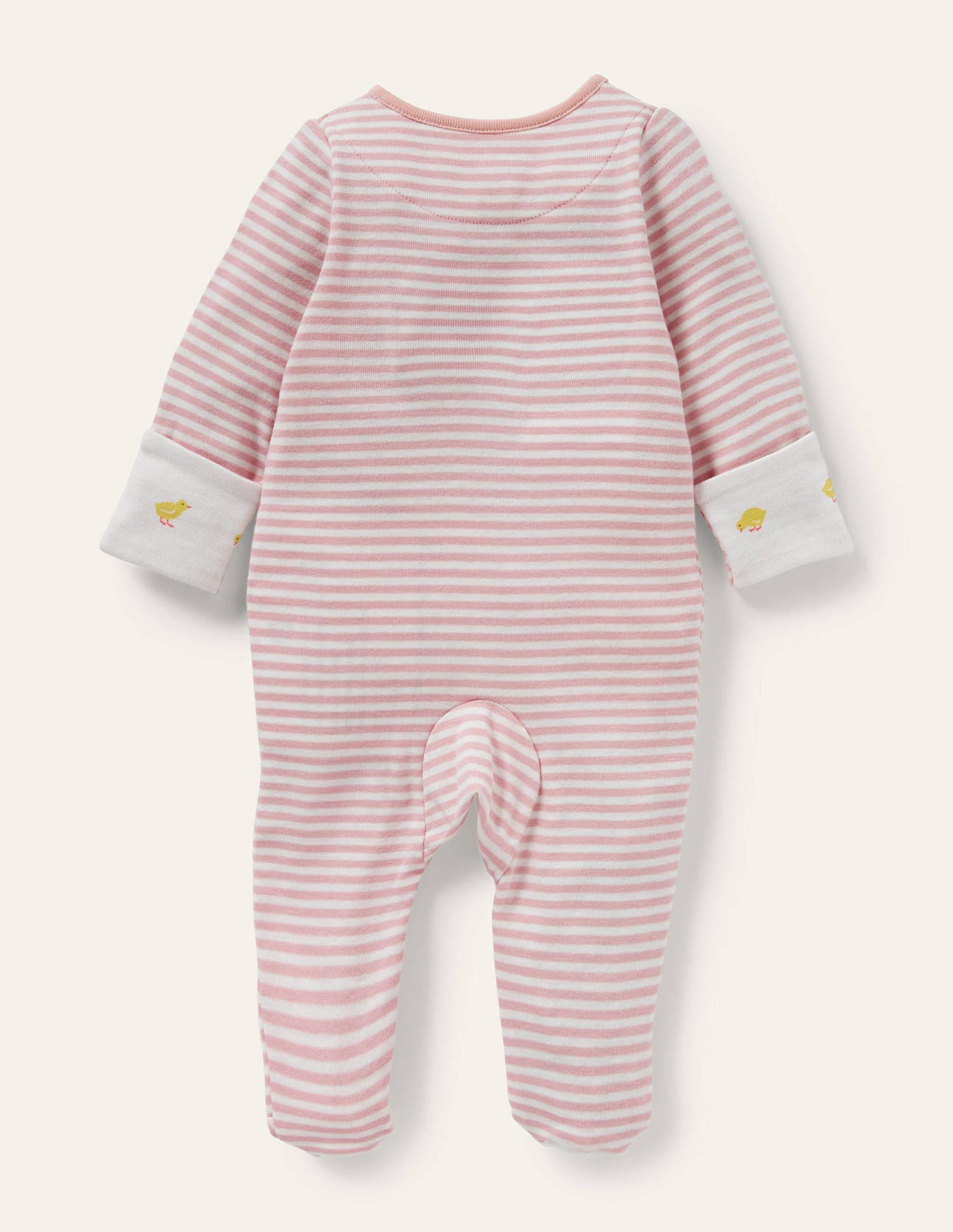 GOTS Organic Zip-up Sleepsuit-Ivory/Boto Pink Ducks-2