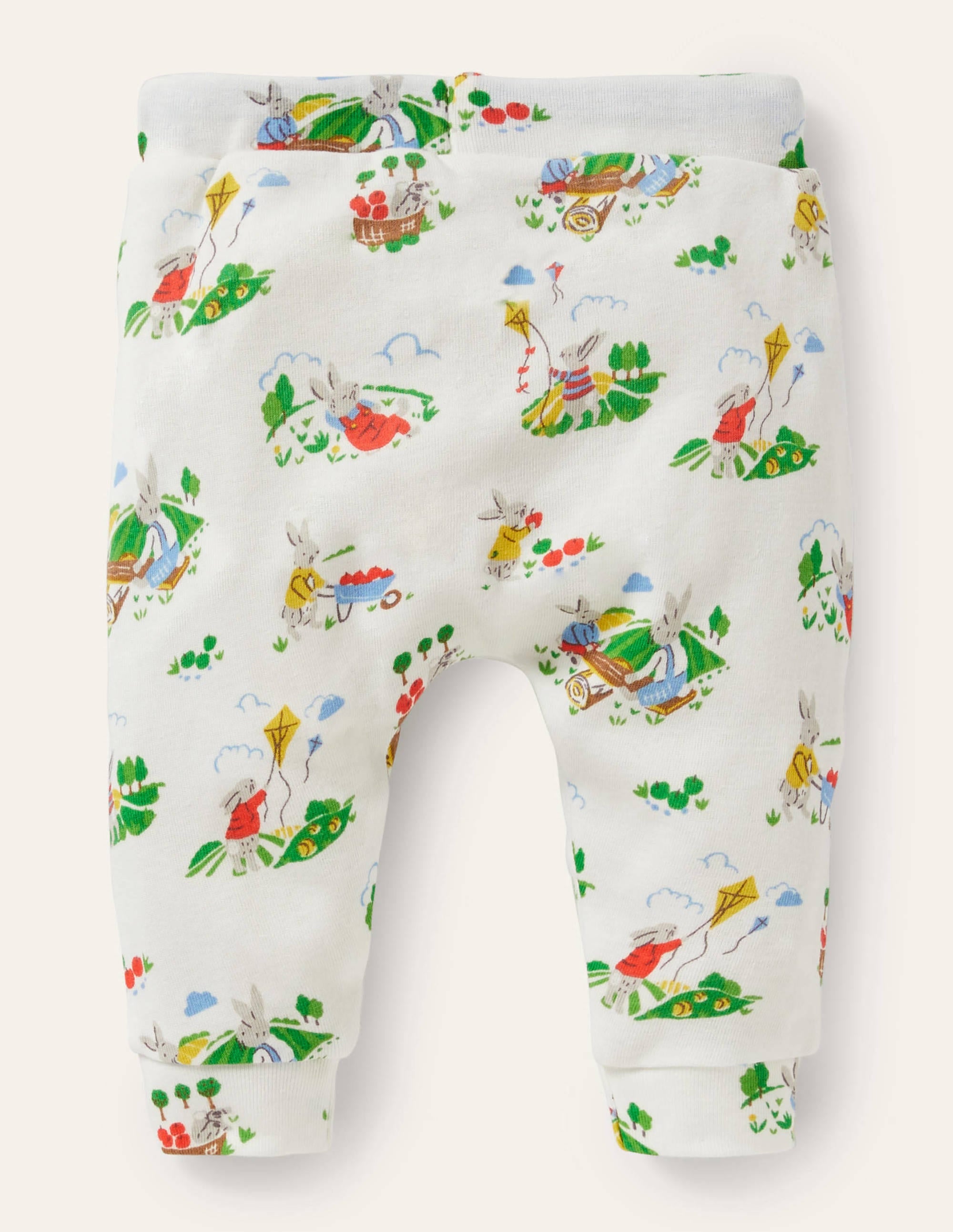 GOTS Organic Newborn Trousers-Ivory Daydreaming Bunny - Image 2