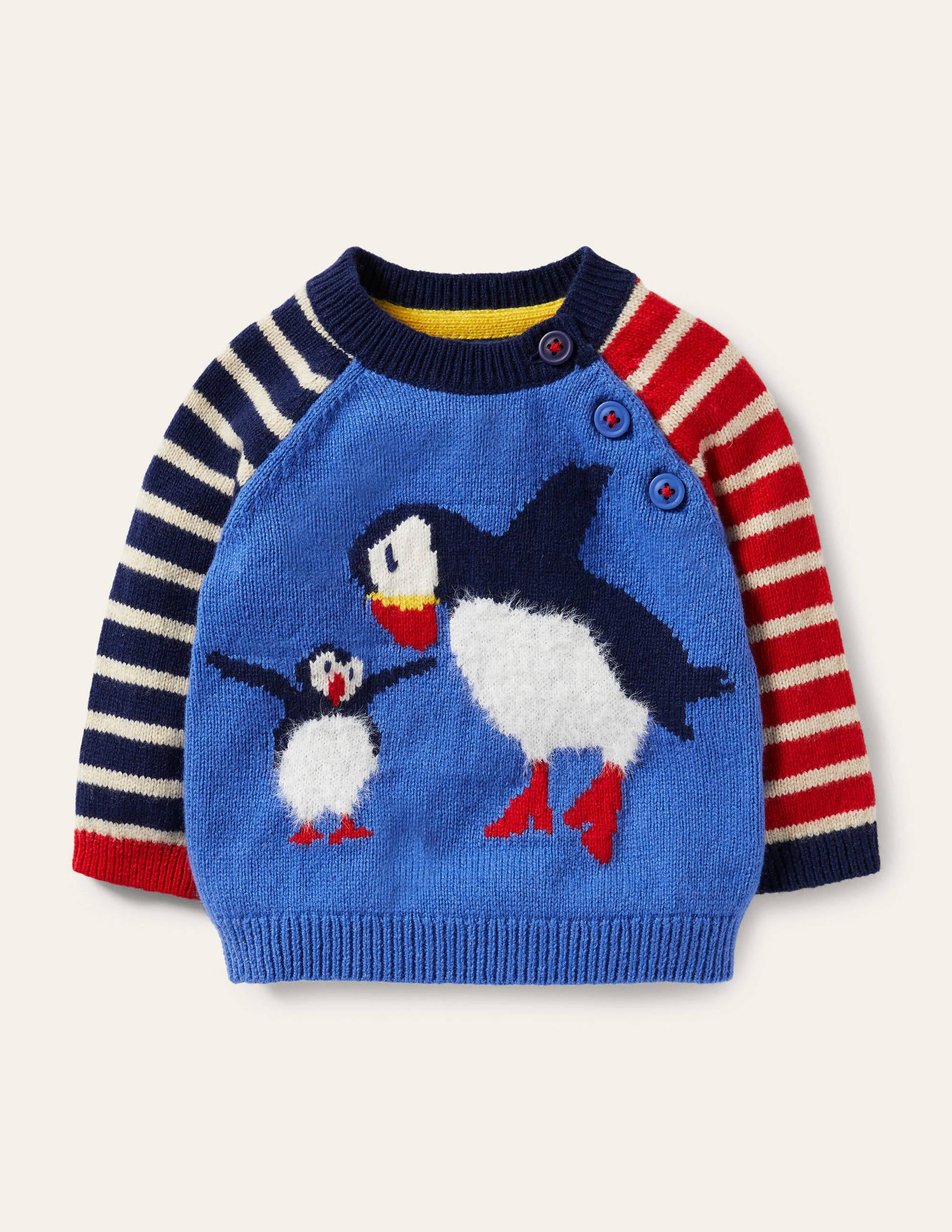 Knitted Sweater-Elizabethan Blue Puffins - Image 1
