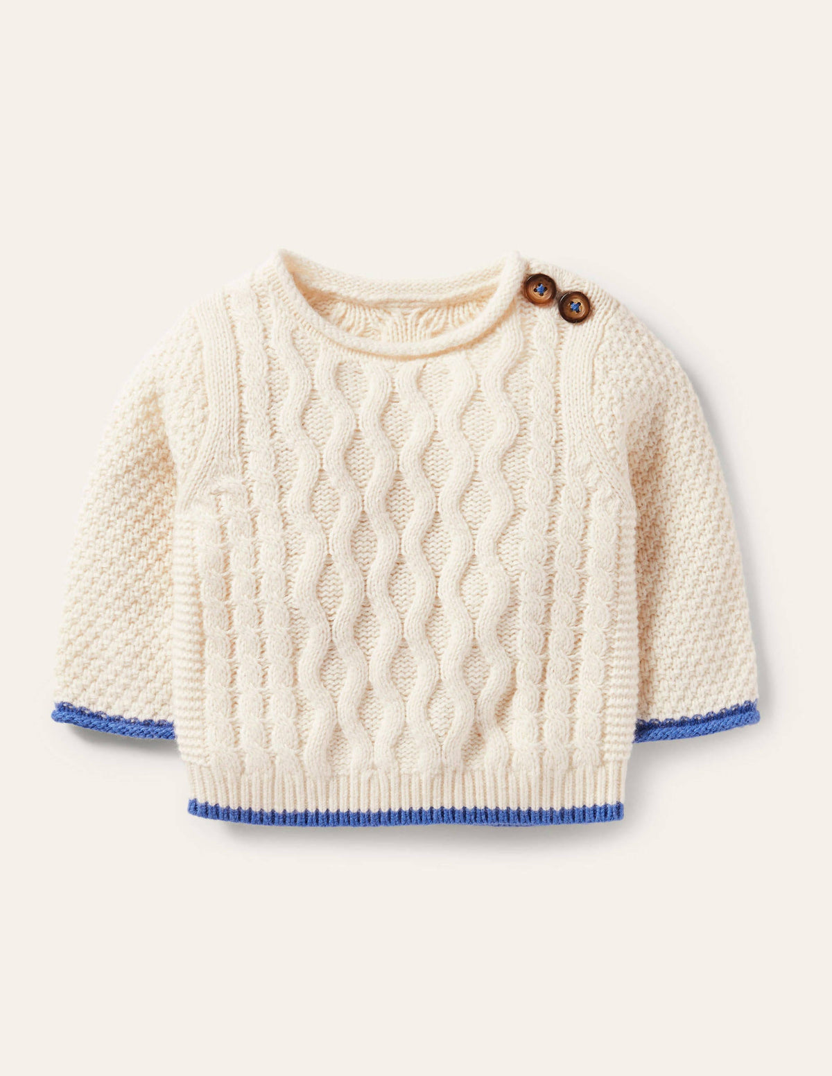 Cable Knitted Sweater-Ecru Marl - Image 1