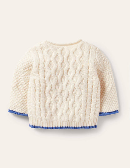 Cable Knitted Sweater-Ecru Marl-2