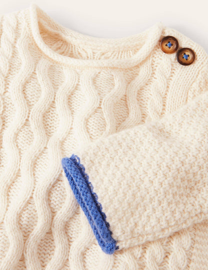Cable Knitted Sweater-Ecru Marl-3