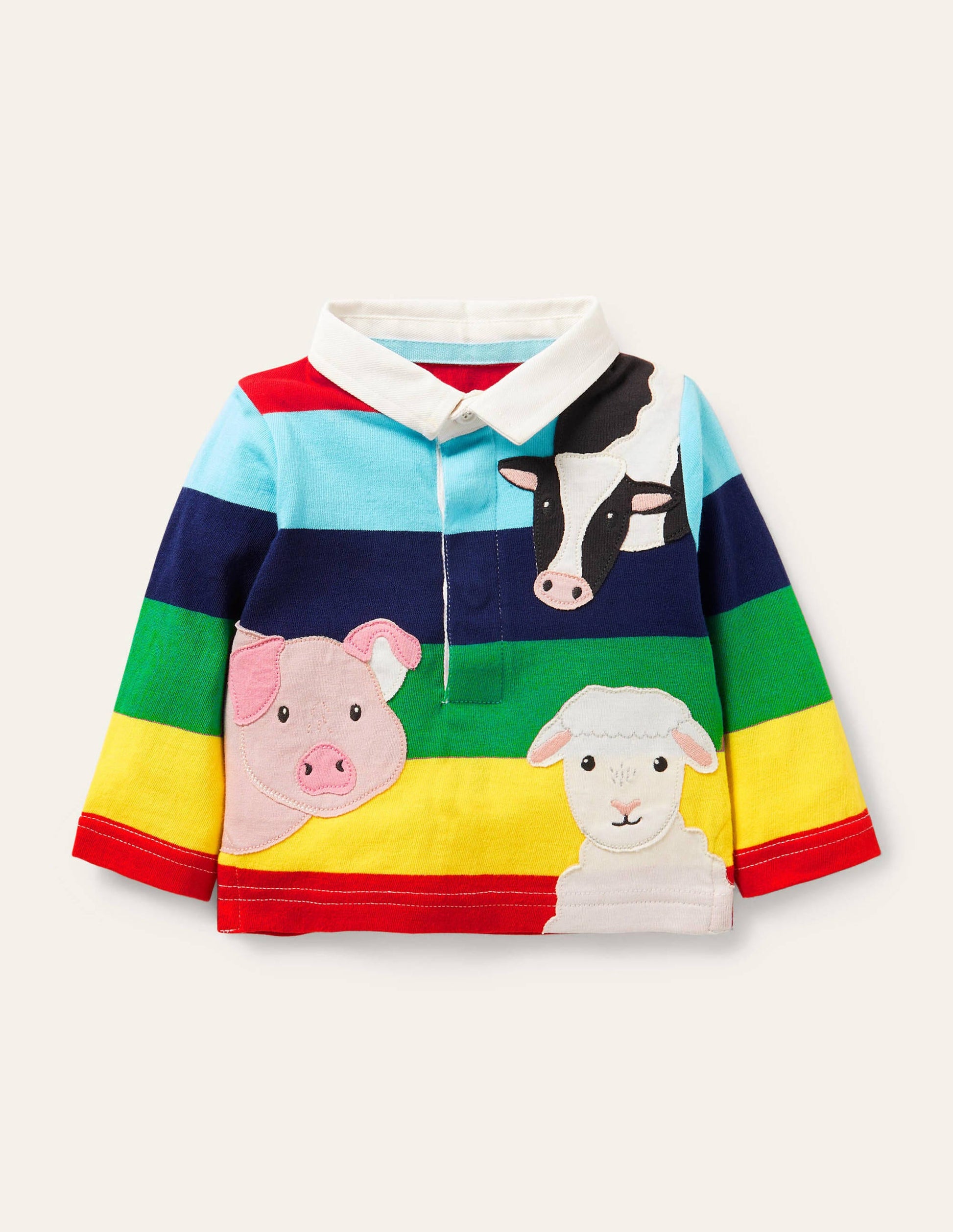 Appliqué Rugby T-shirt-Multi Rainbow-1