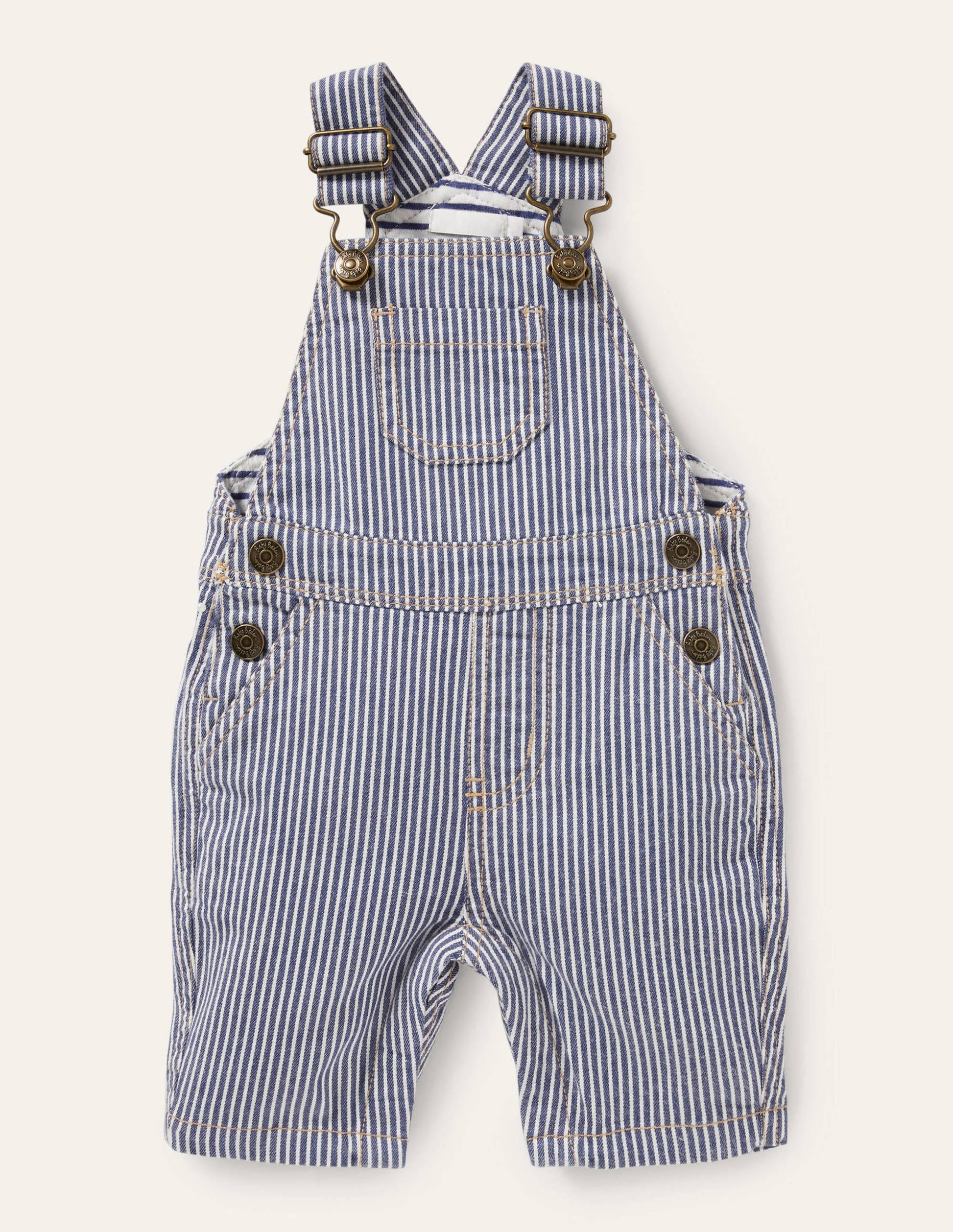 Patch Pocket Overalls-Ivory/Georgian Blue Ticking-1