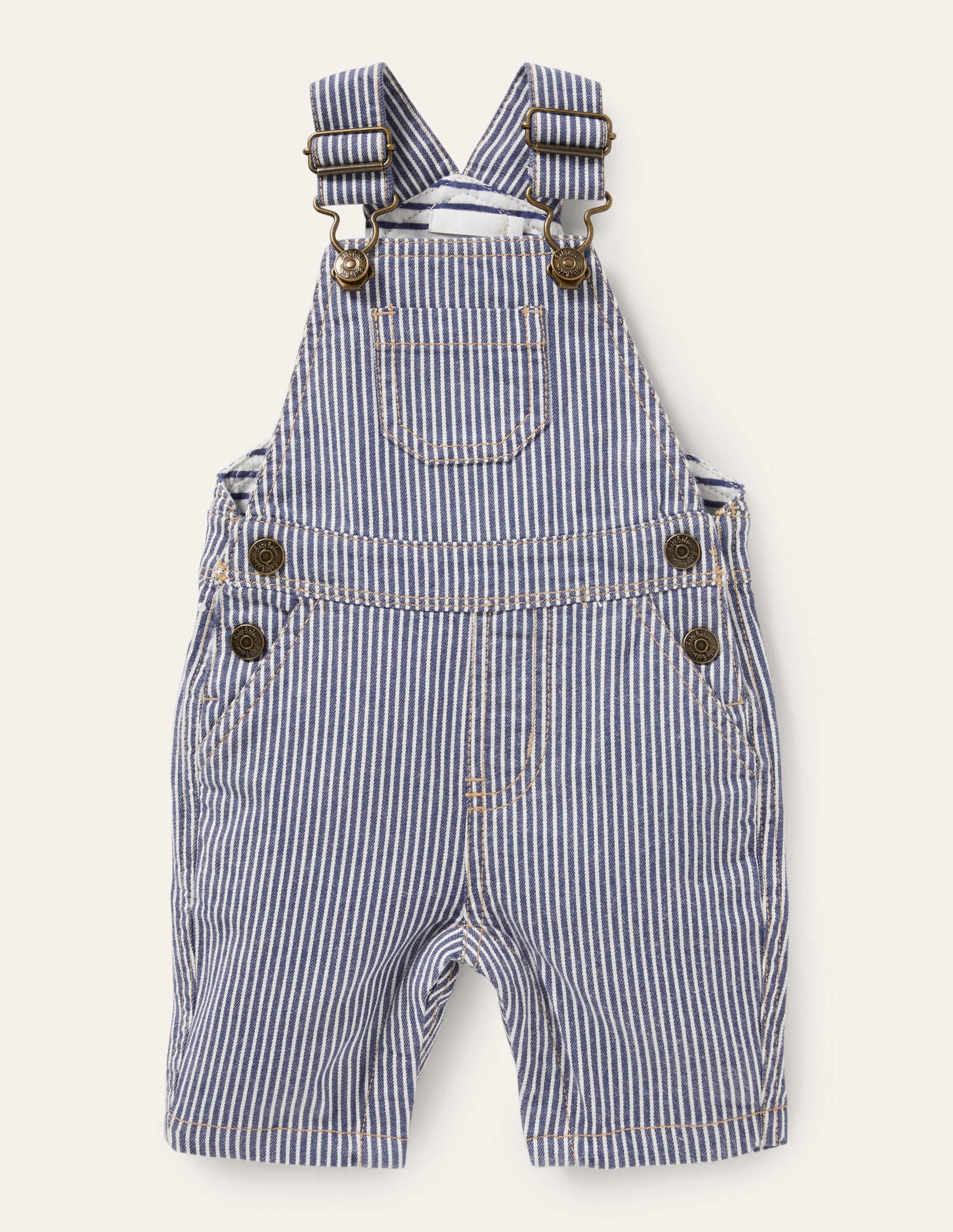 Patch Pocket Overalls-Ivory/Georgian Blue Ticking - Image 1