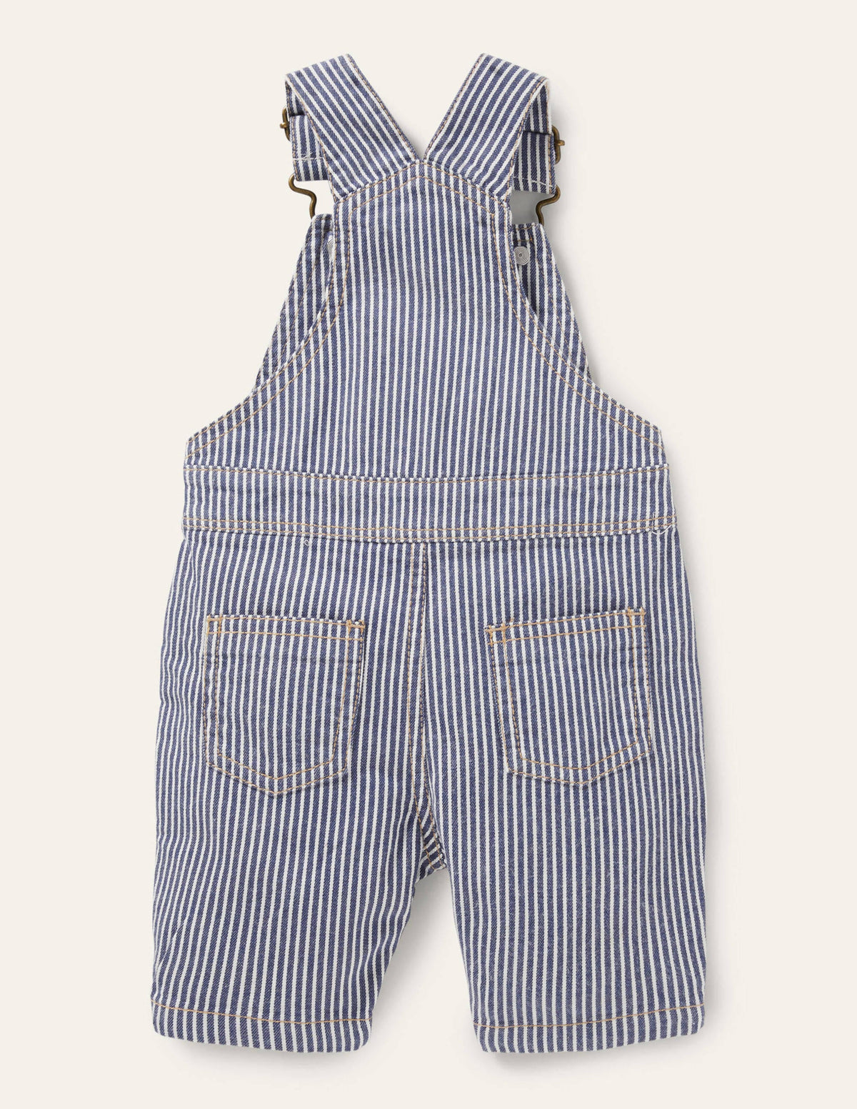 Patch Pocket Overalls-Ivory/Georgian Blue Ticking-2