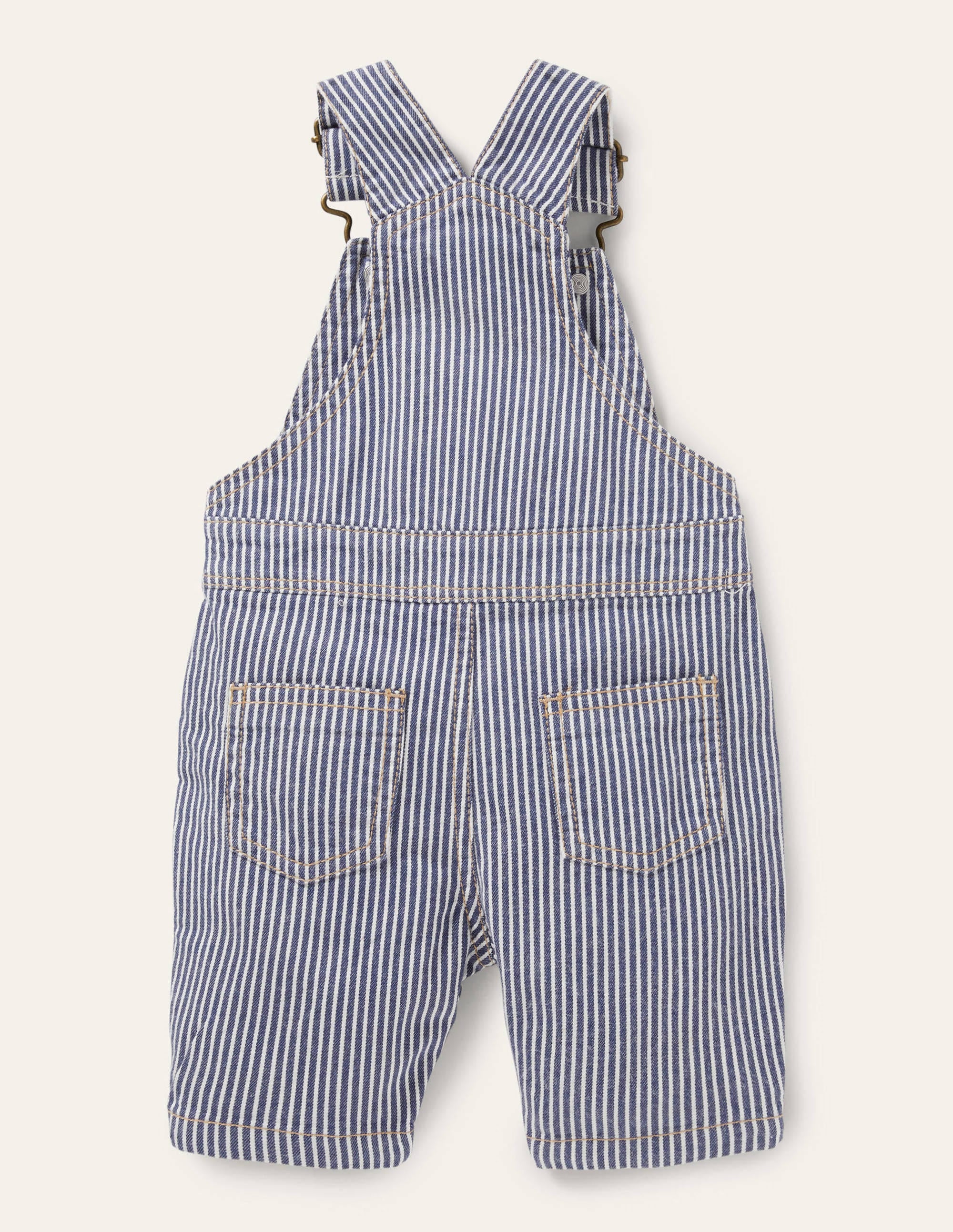 Patch Pocket Overalls-Ivory/Georgian Blue Ticking - Image 2