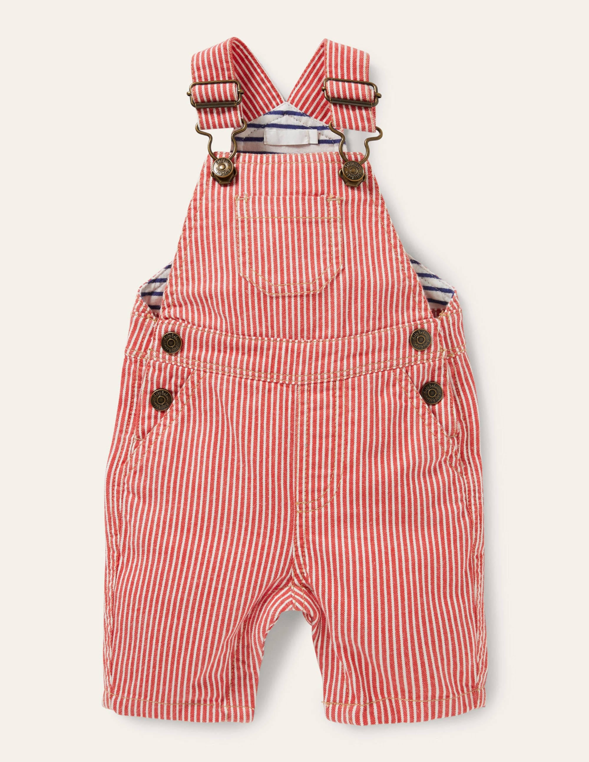 Patch Pocket Overalls-Fire Red Ticking - Image 1
