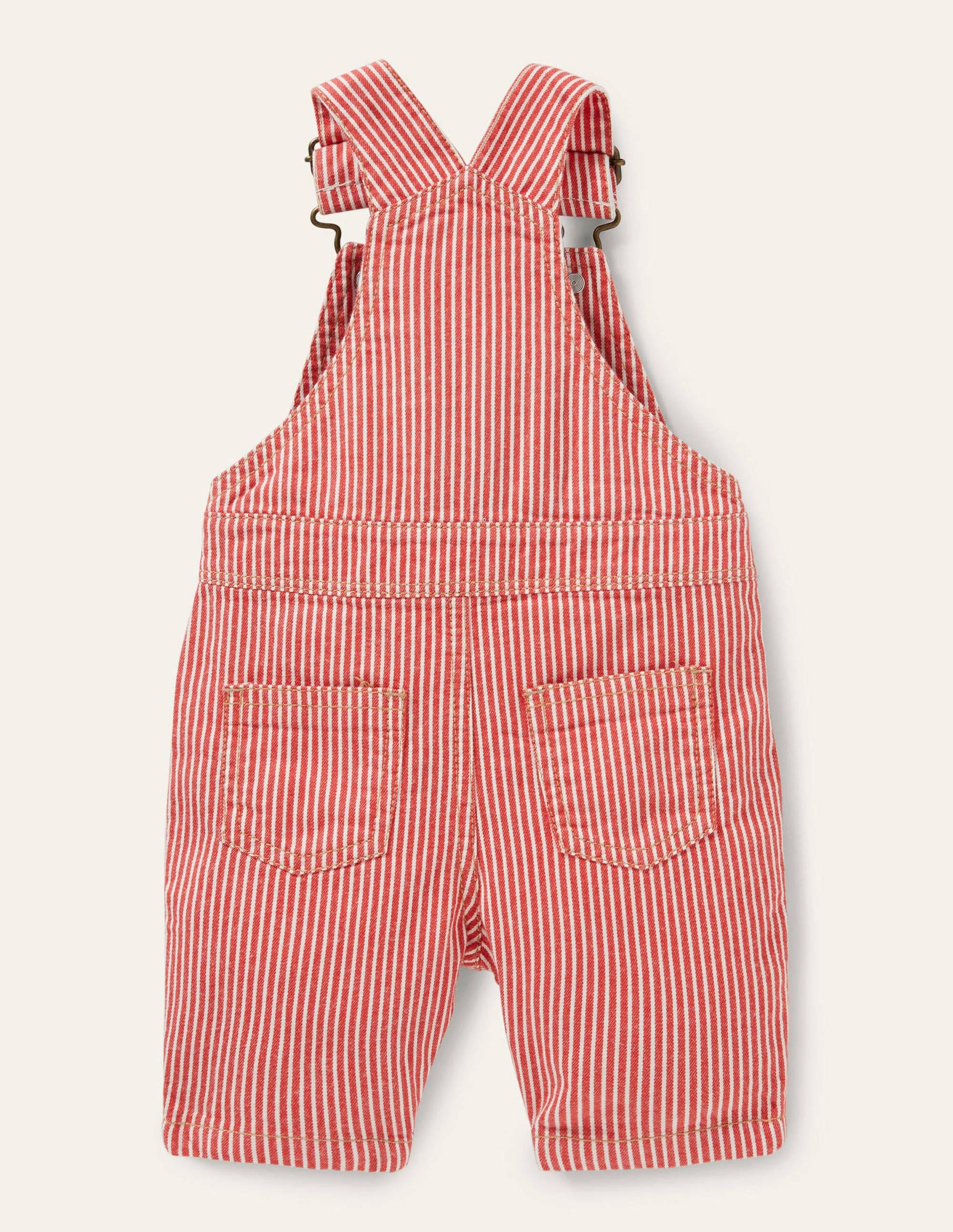 Patch Pocket Overalls-Fire Red Ticking-2