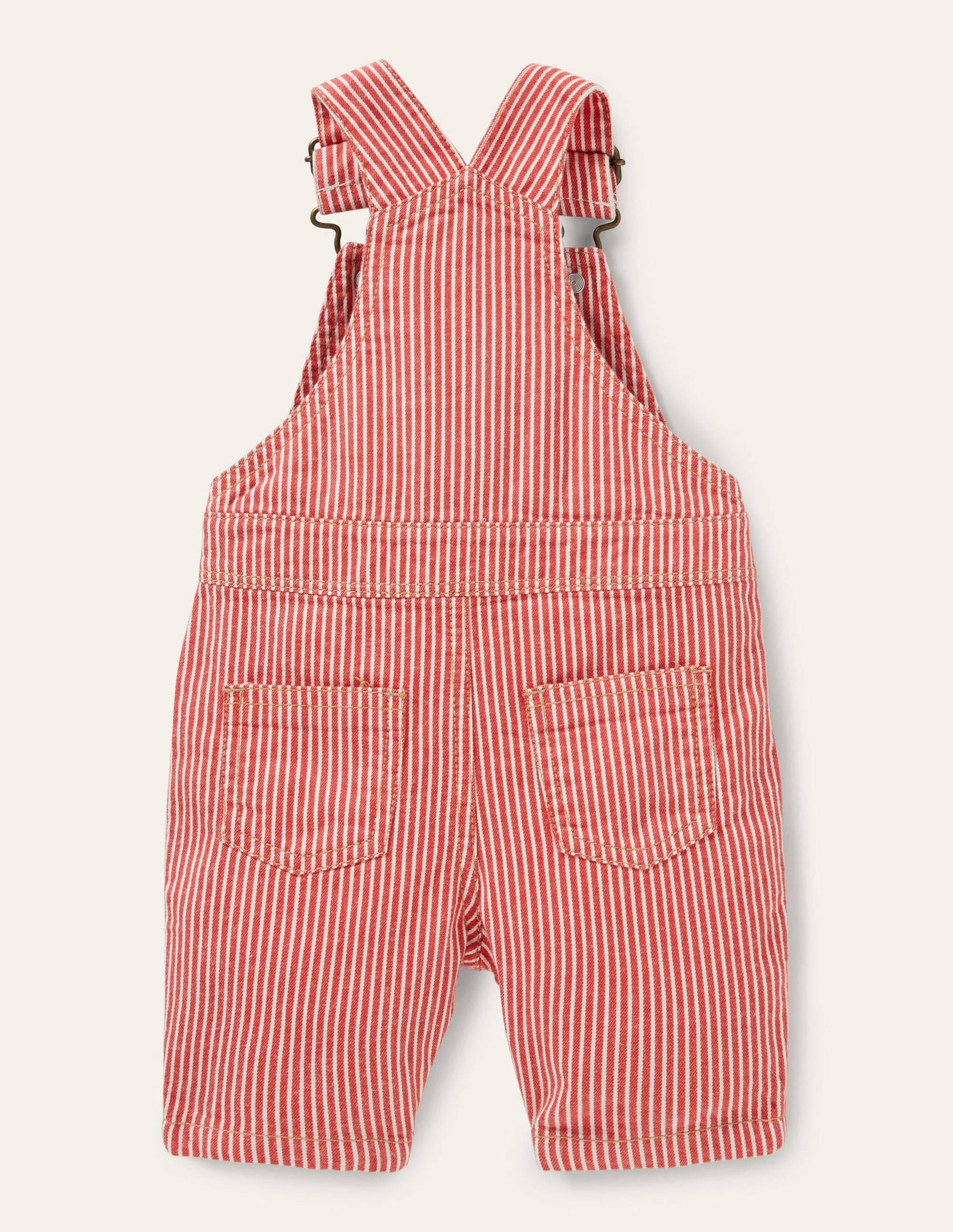 Patch Pocket Overalls-Fire Red Ticking - Image 2