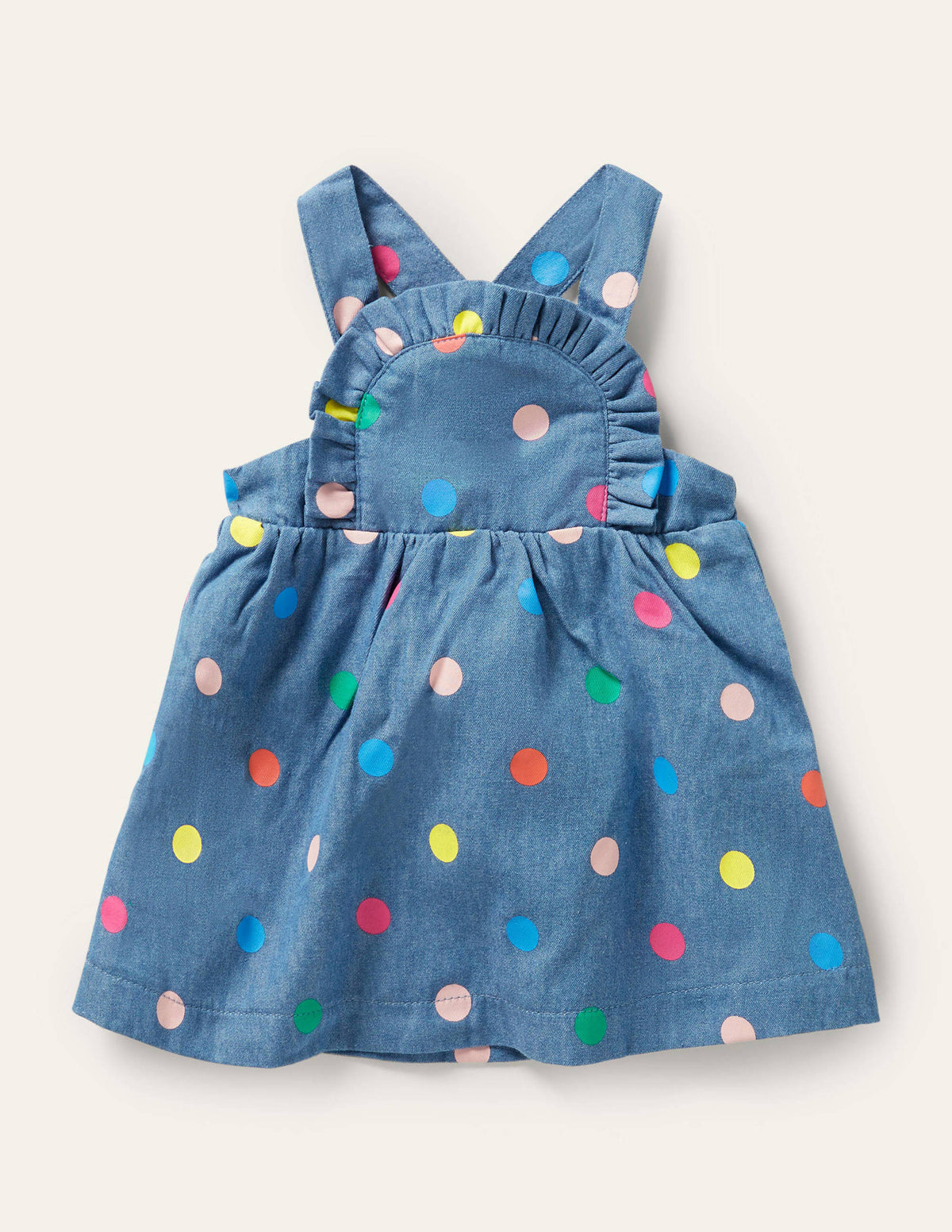 Multi Spot Pinnie Dress-Chambray Multi Spot - Image 1