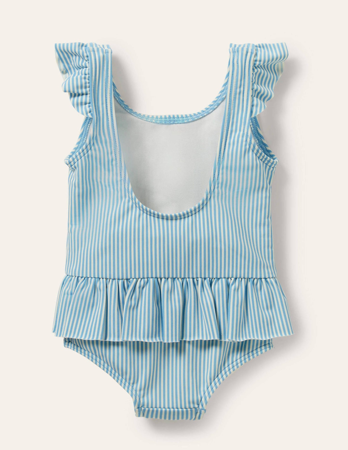 Blue Stripe Strawberry Frill Waist Swimsuit-Blue/Ivory Strawberries
