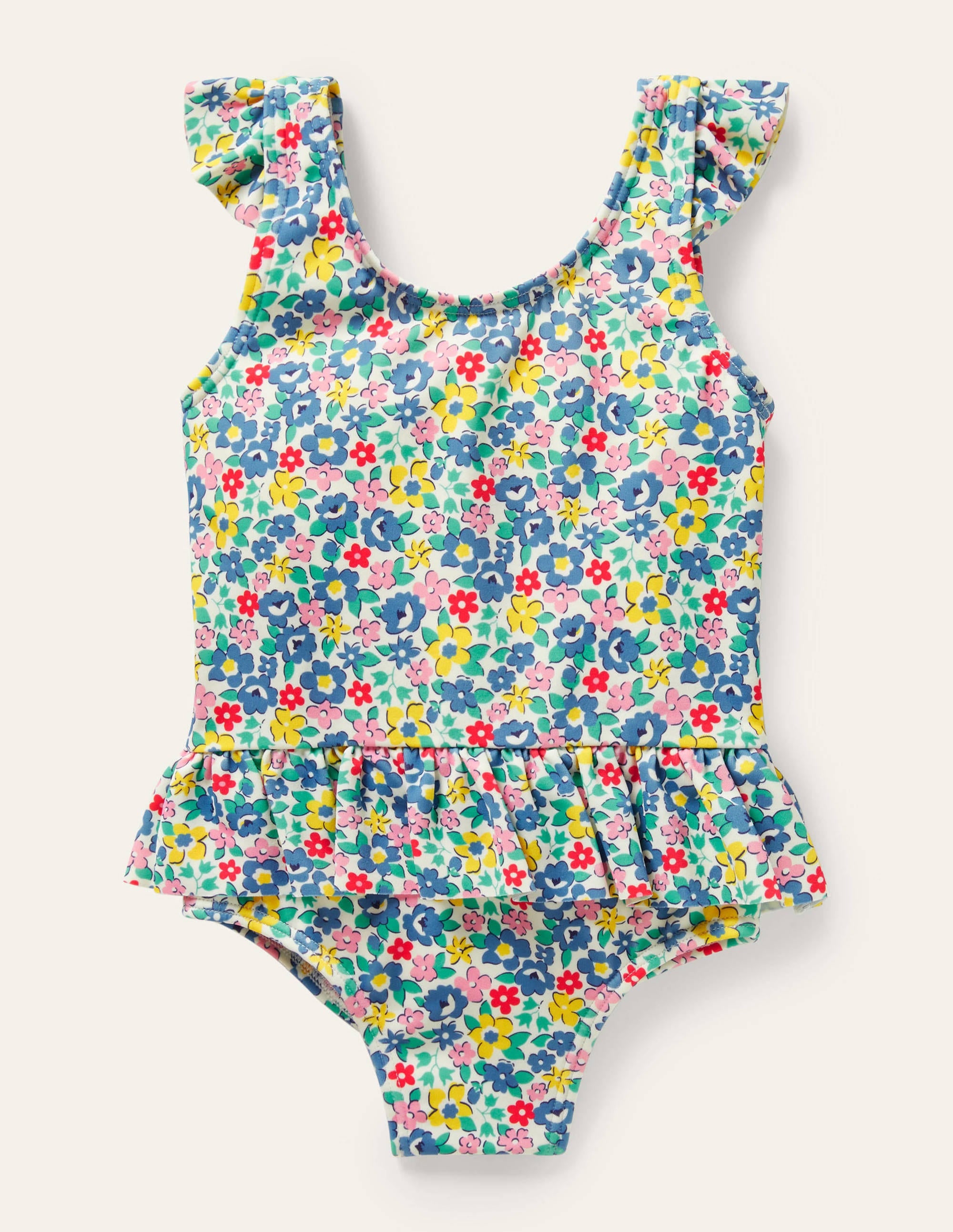 Pretty Frill Waist Swimsuit-Multi Spring Floral - Image 1